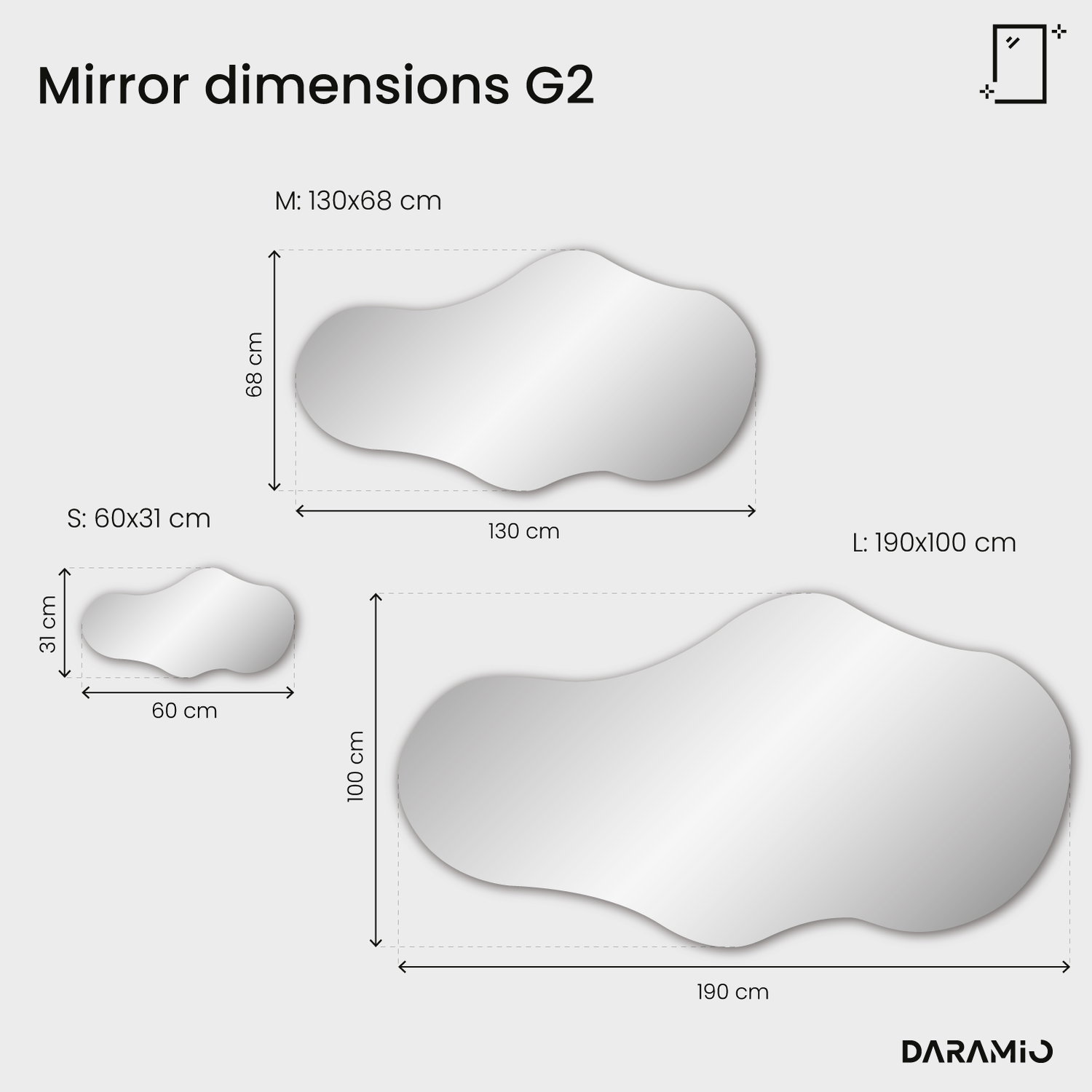 Cloud-shaped LED mirror G2 60x31 cm
