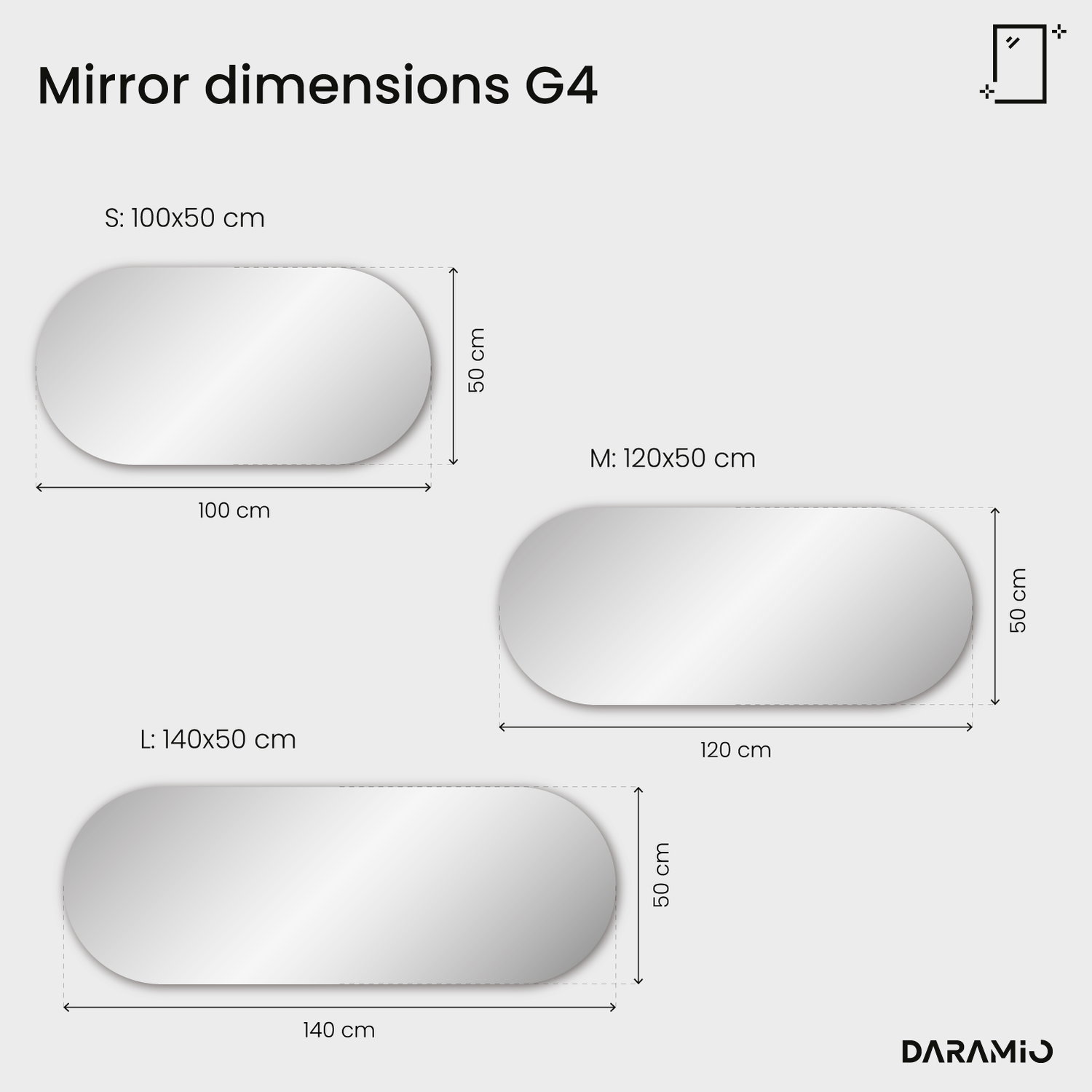 Oblong LED mirror G4 100x50 cm