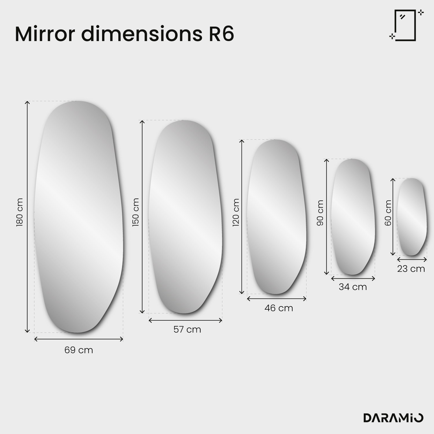 Bevelled oval mirror – Pure Collection R6 23x60 cm