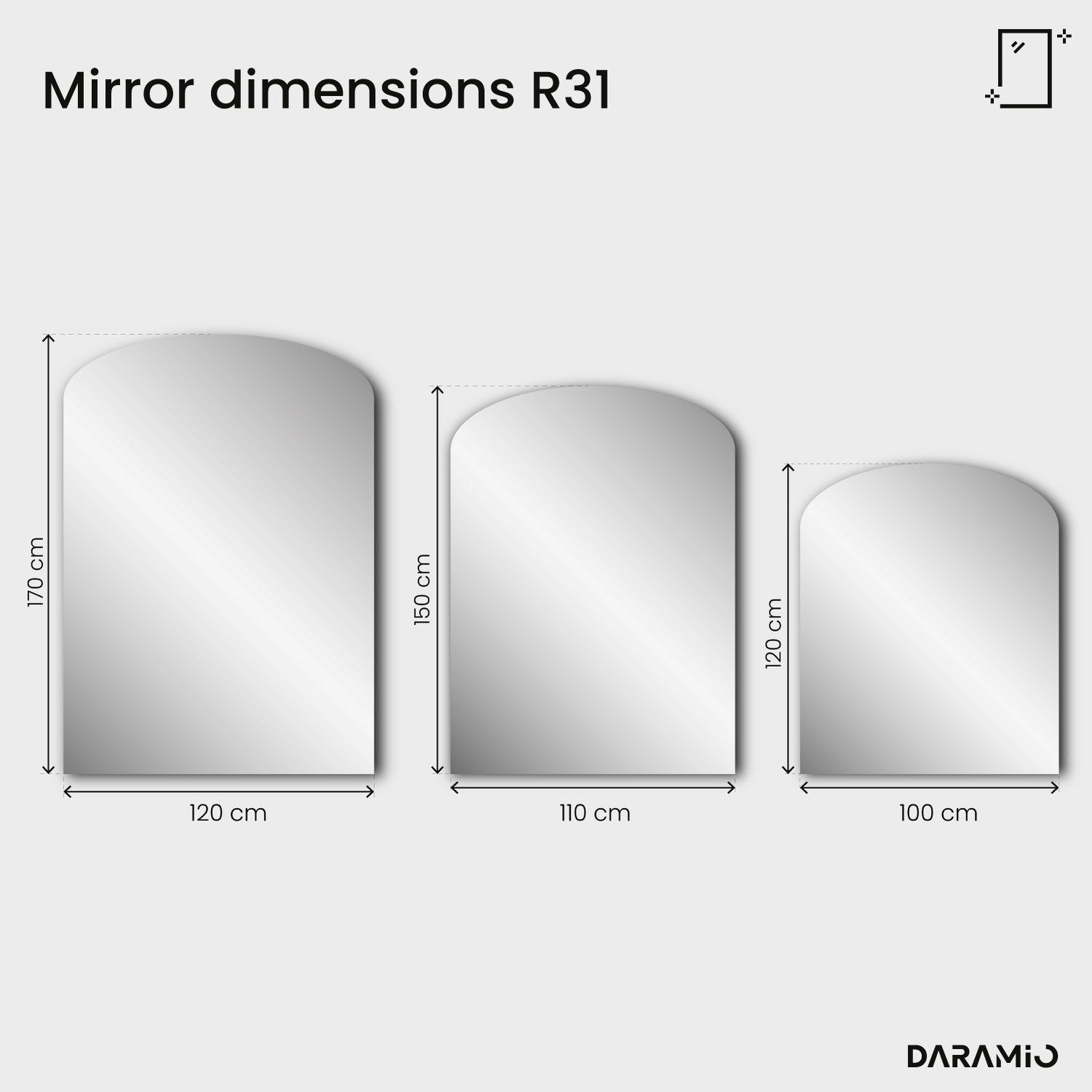 Arched mirror – Pure Collection R31 100x120 cm
