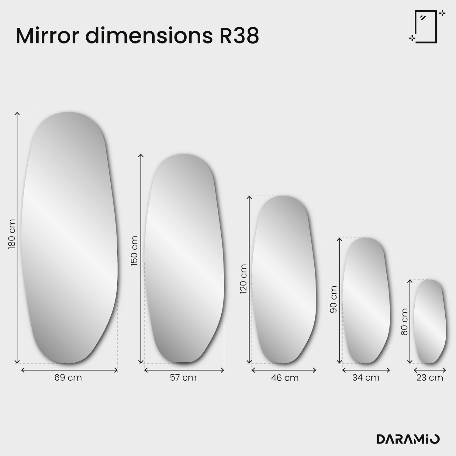 Antique-effect mirror with patina – Pure Collection R38 23x60 cm
