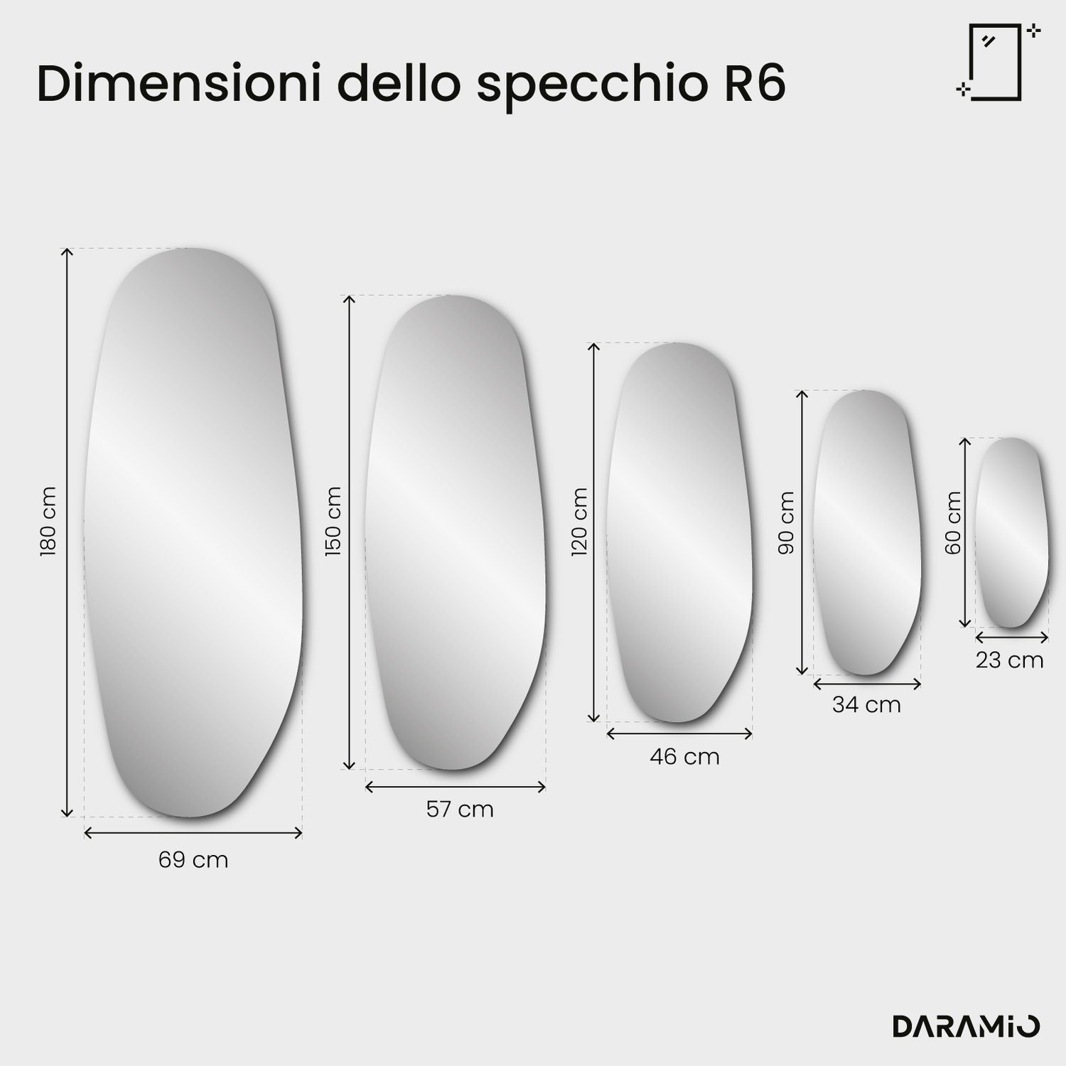 Specchio ovale bisellato – Pure Collection R6 46x120 cm