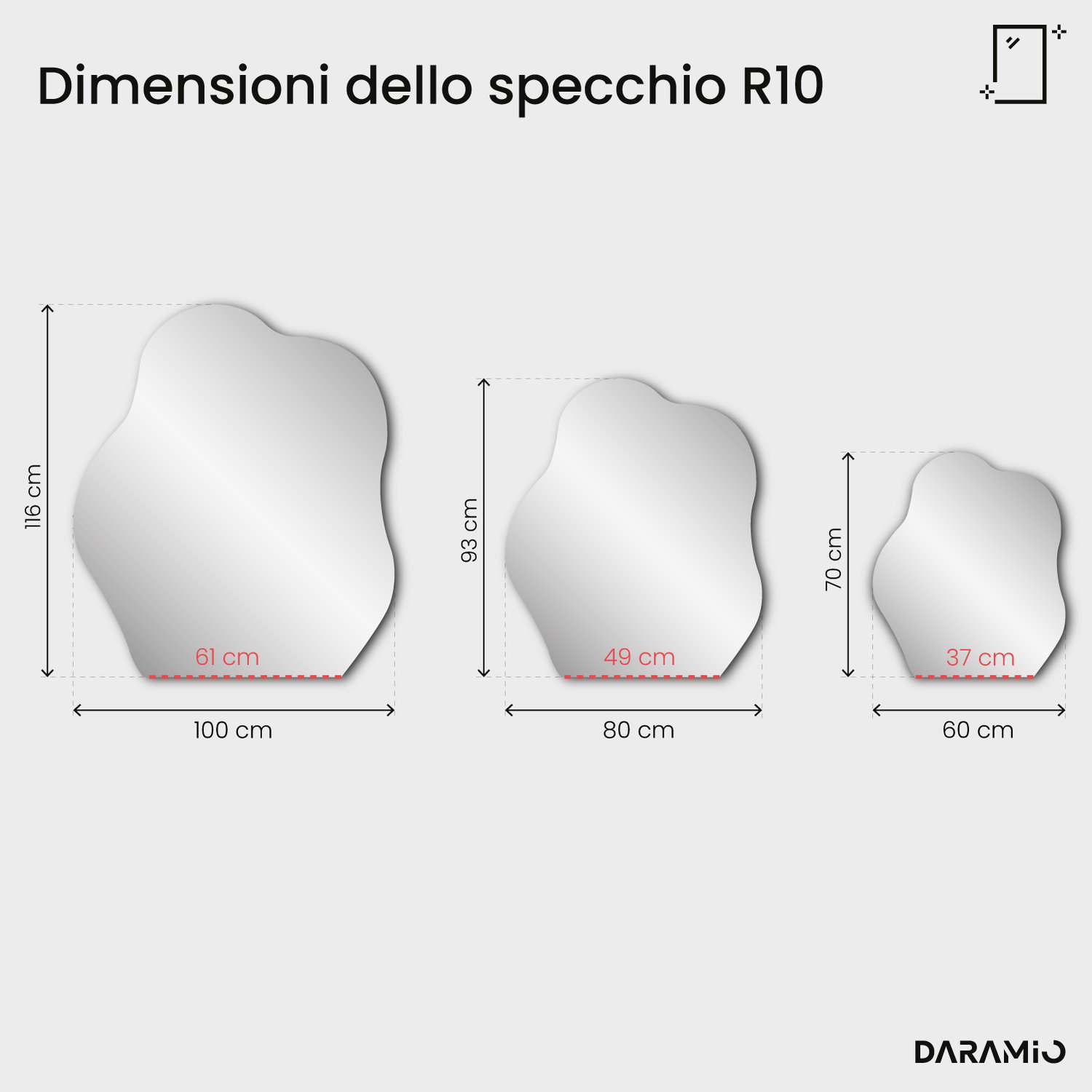 Specchio irregolare – Pure Collection R10 60x70 cm
