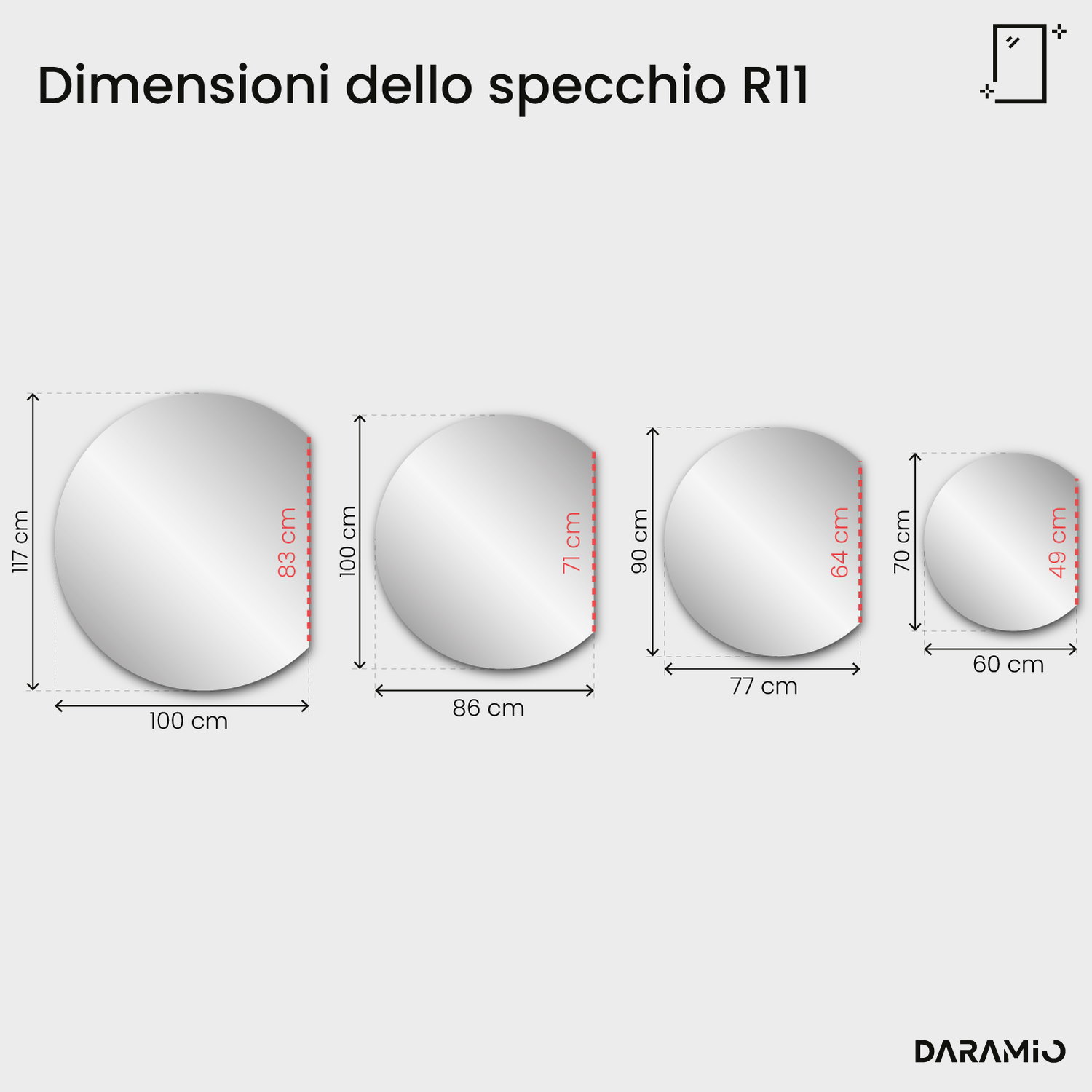 Specchio rotondo – Pure Collection R11 60x70 cm