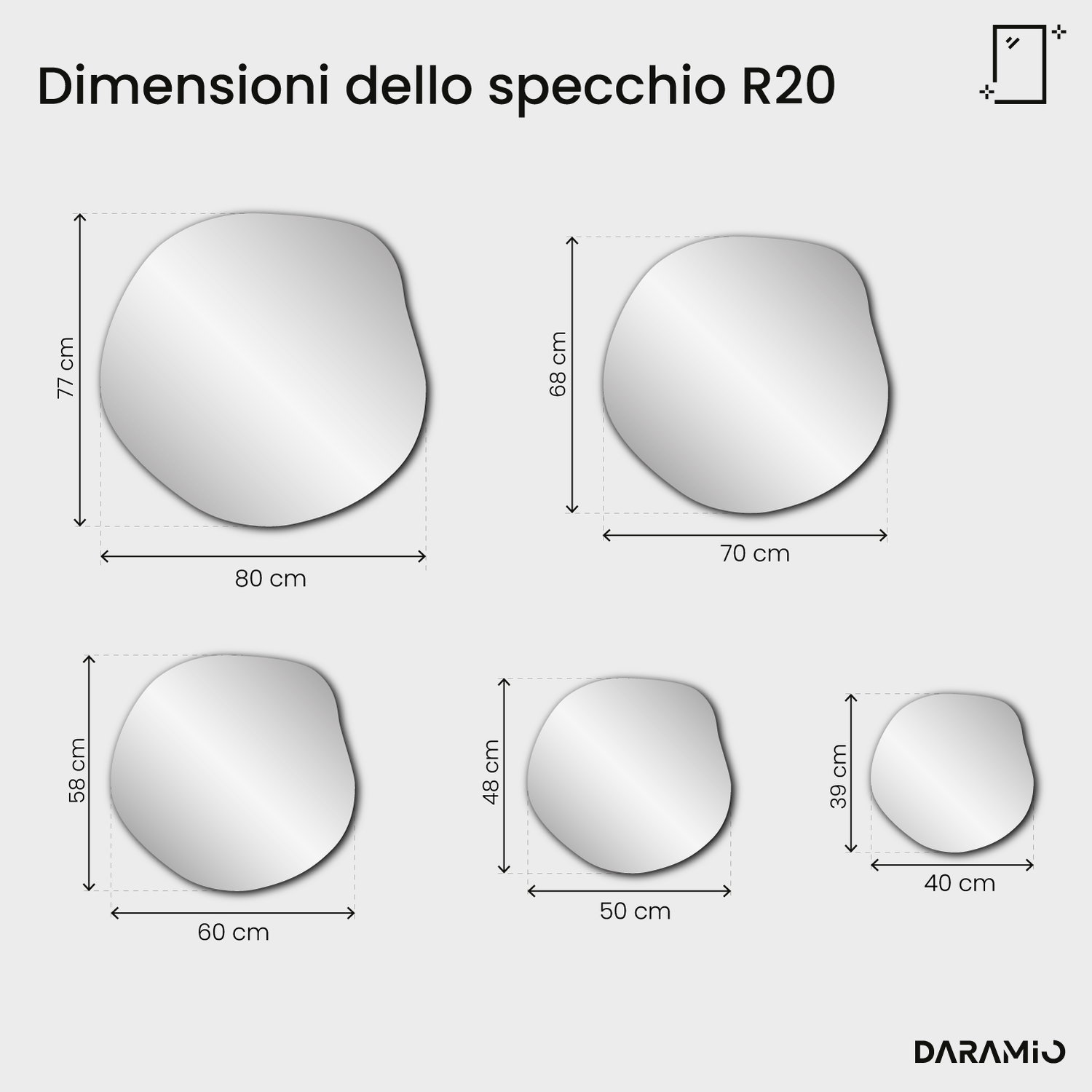 Specchio irregolare – Pure Collection R20 40x39 cm