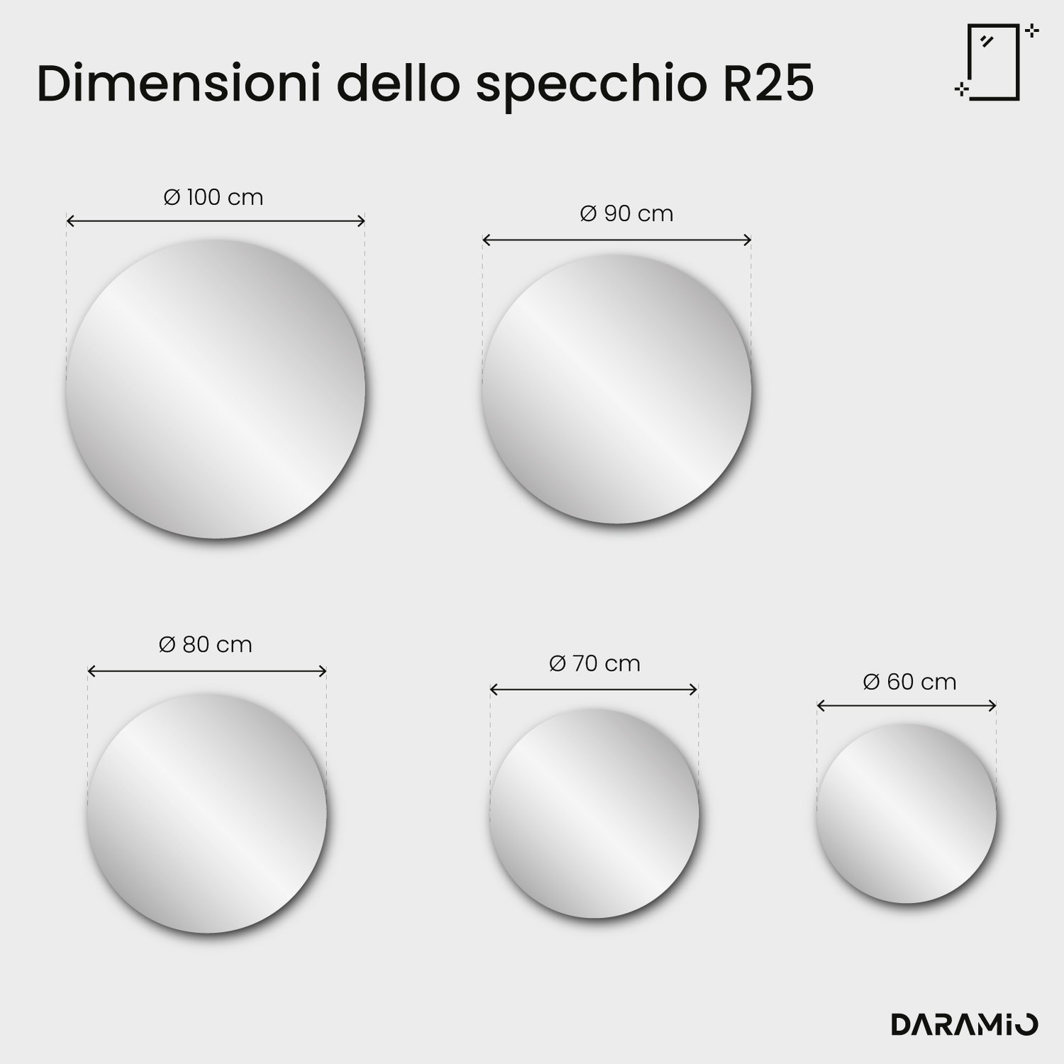 Specchio rotondo – Pure Collection R25 60x60 cm
