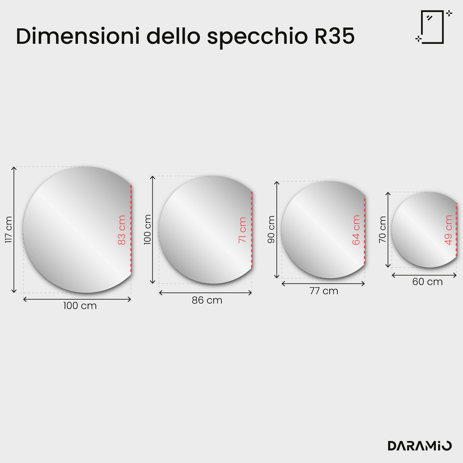 Specchio bronzato – Pure Collection R35 60x70 cm