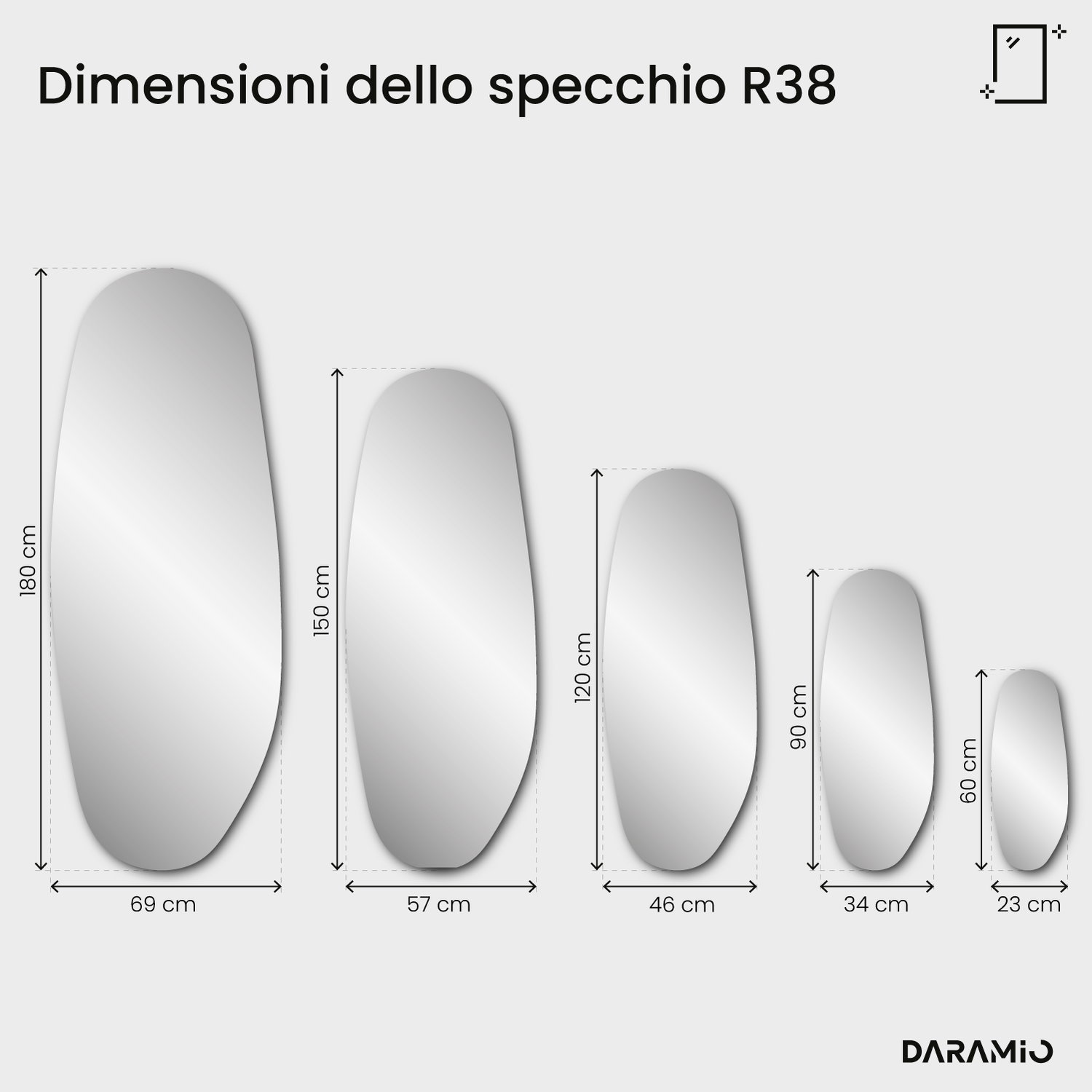Specchio effetto antico con patina – Pure Collection R38 23x60 cm