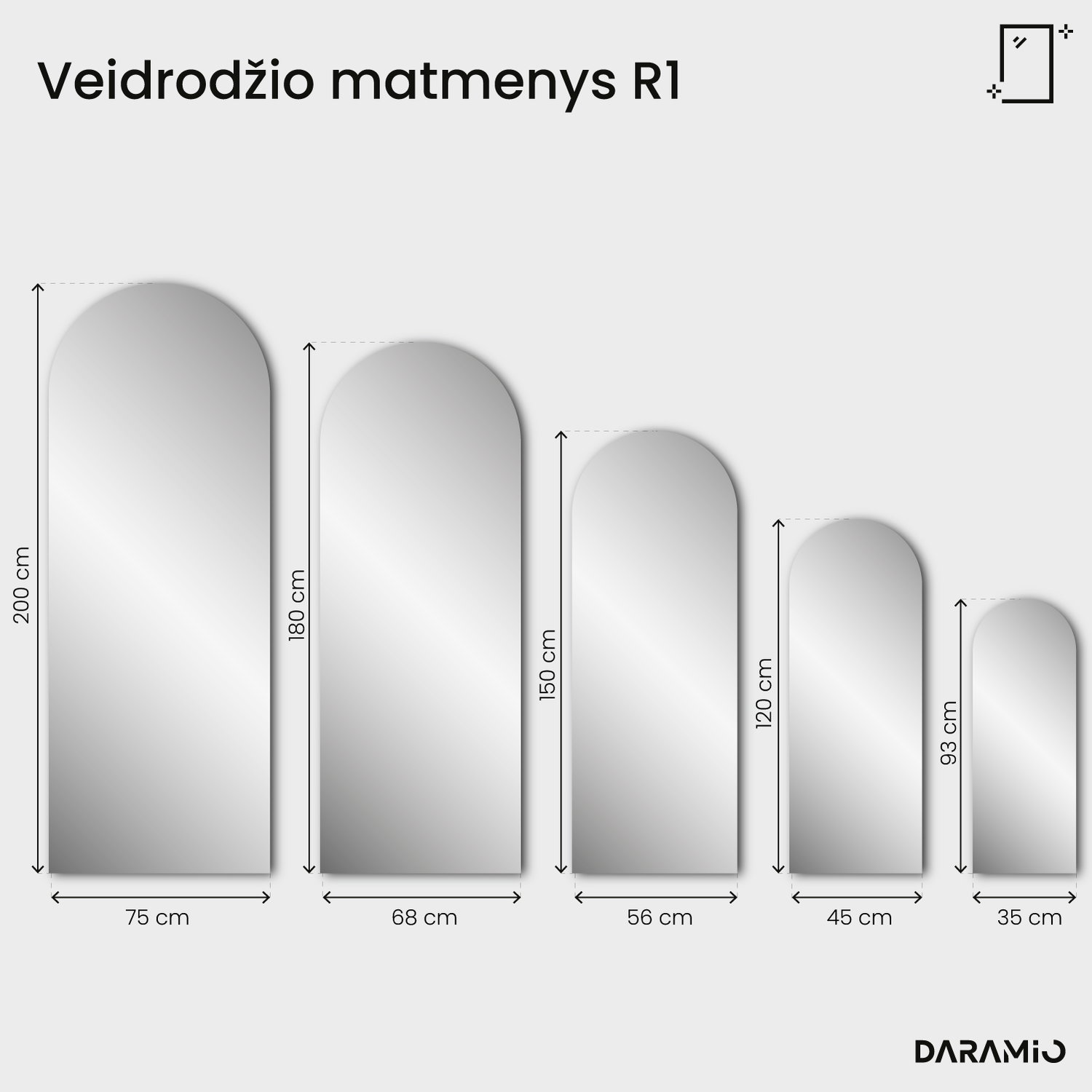 Arkinis veidrodis – Pure Collection R1 68x180 cm