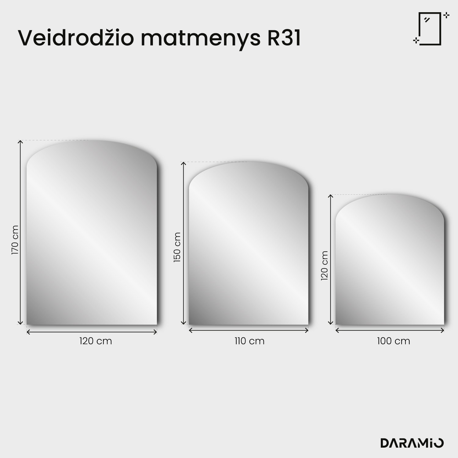 Arkinis veidrodis – Pure Collection R31 100x120 cm