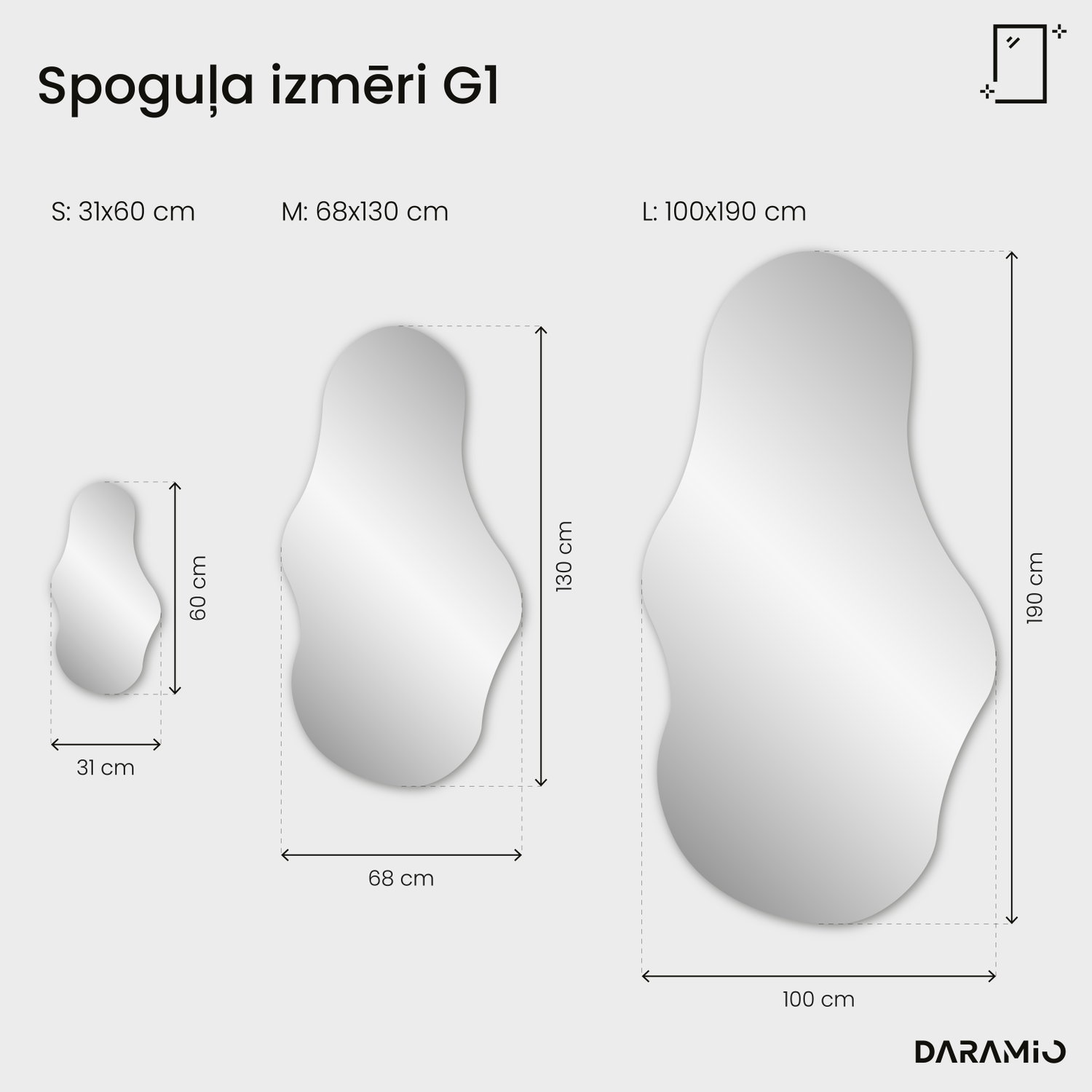 Viļņains LED spogulis G1 31x60 cm