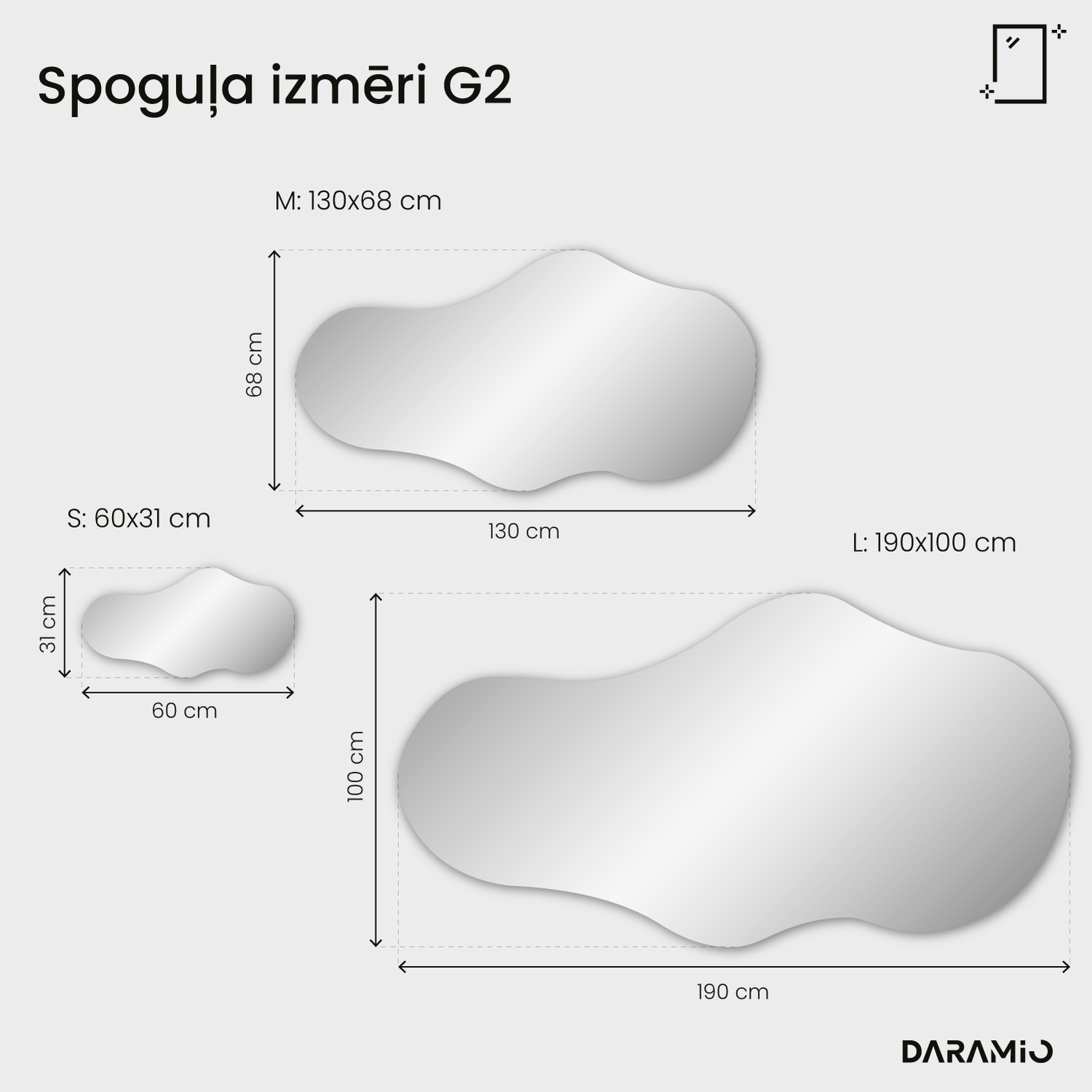 Mākoņa formas LED spogulis G2 60x31 cm