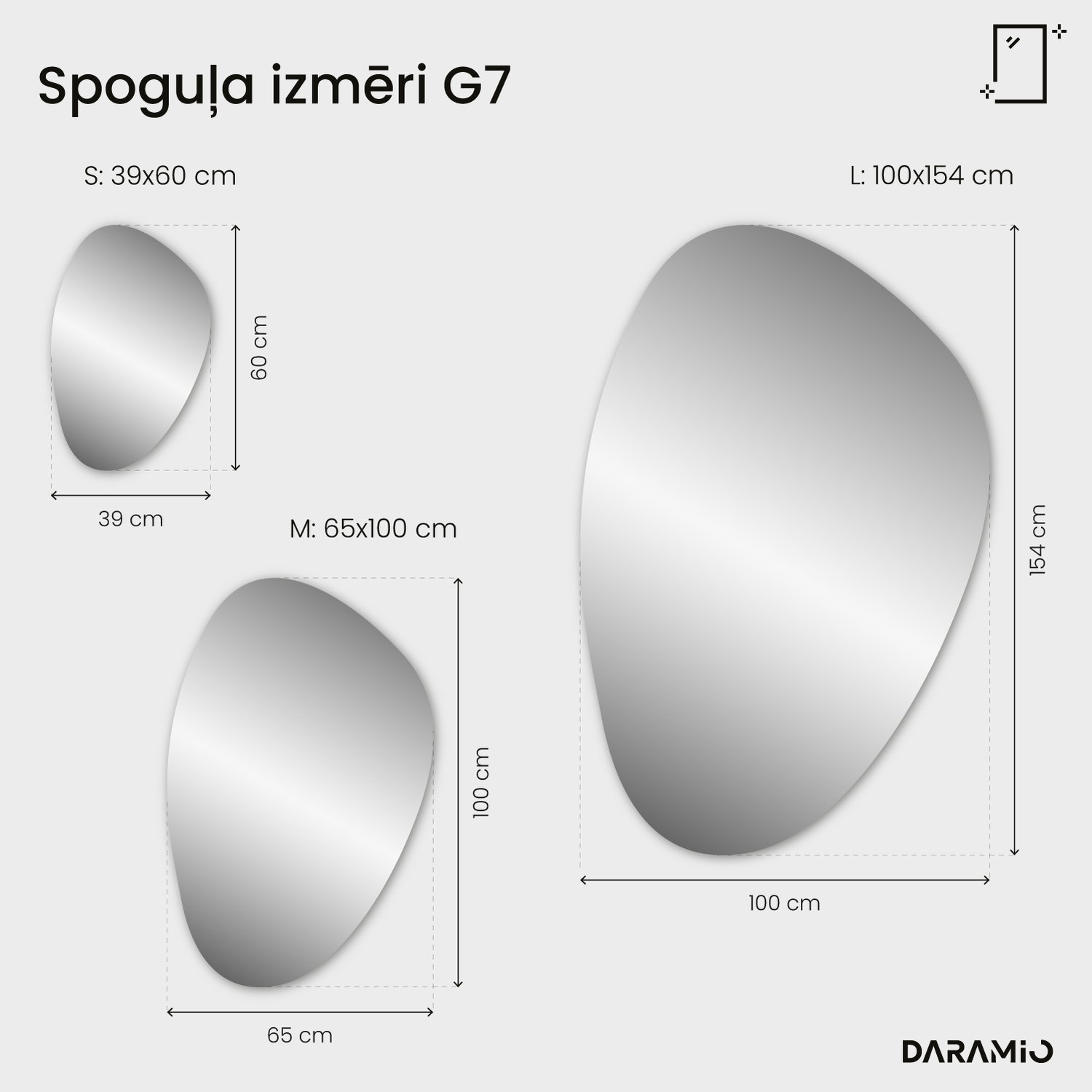 Oļa formas LED spogulis G7 39x60 cm