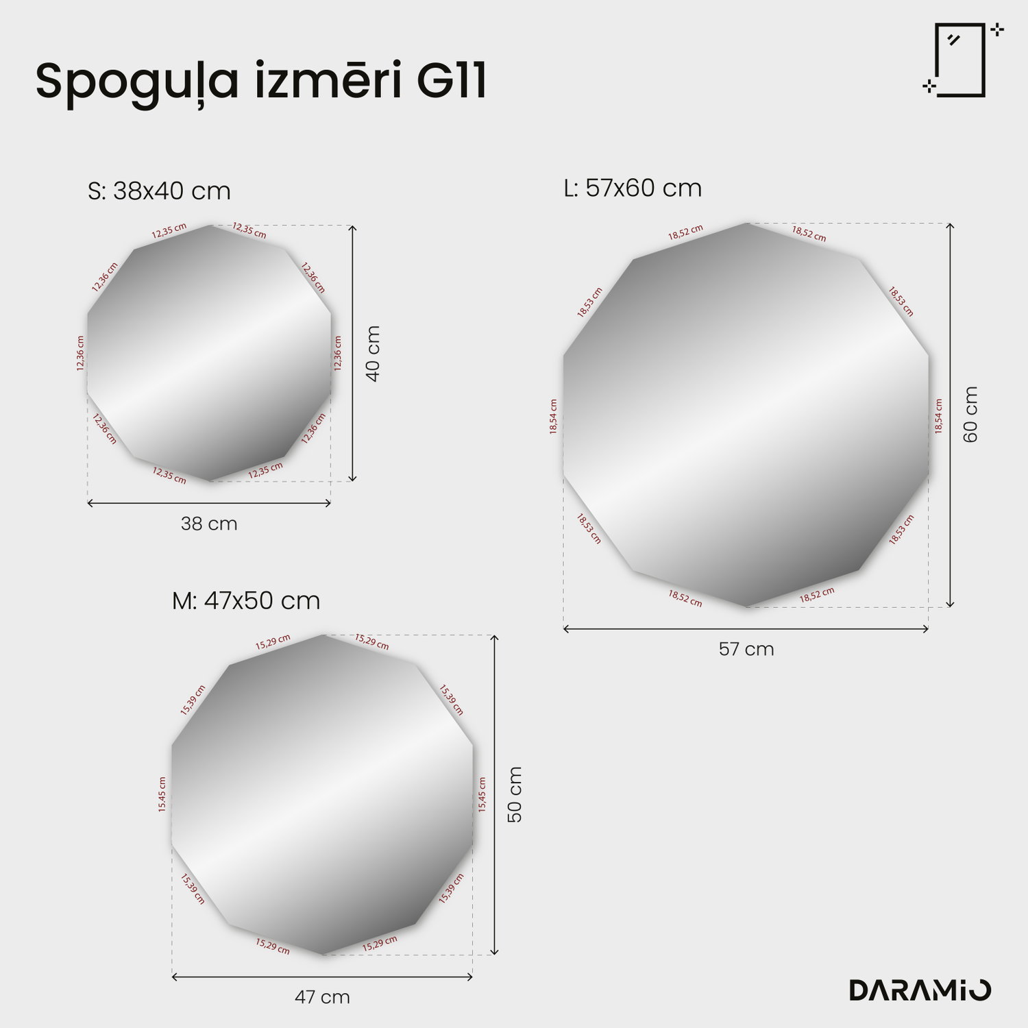 Ģeometrisks LED spogulis G11 38x40 cm