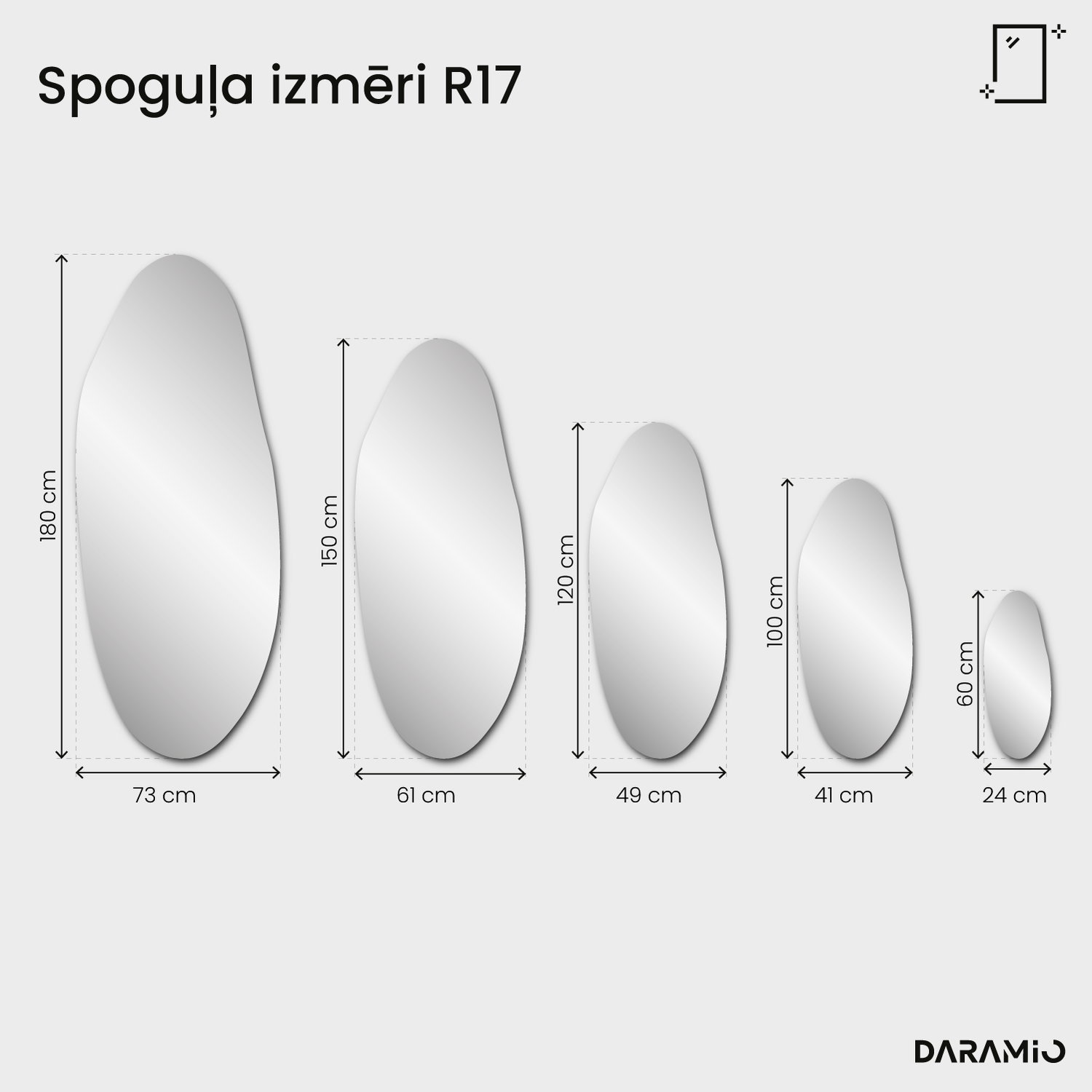 Spogulis Pure R17 24x60 cm