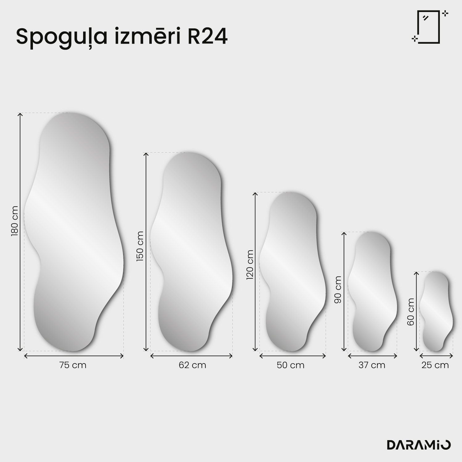 Spogulis Pure R24 25x60 cm