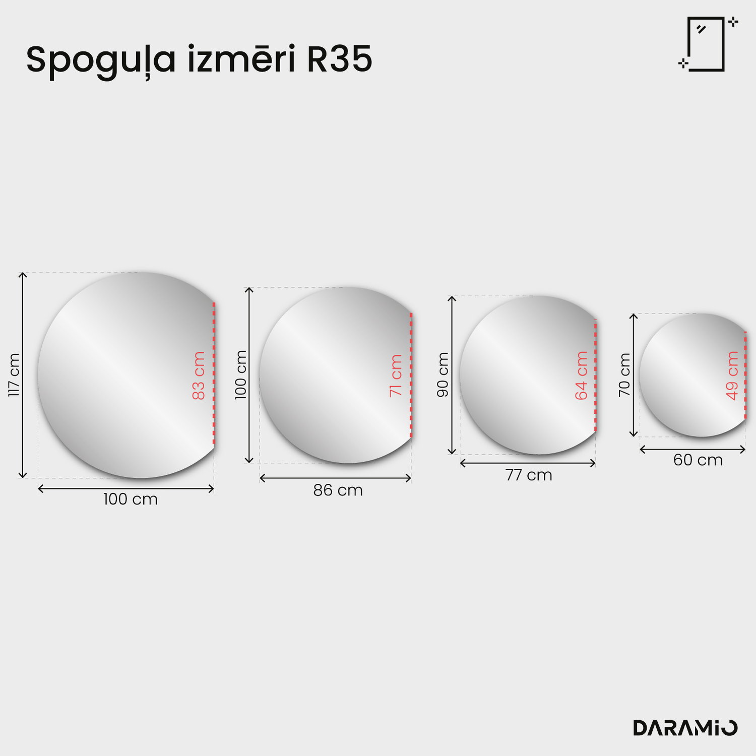 Bronzas toņa spogulis Pure R35 60x70 cm