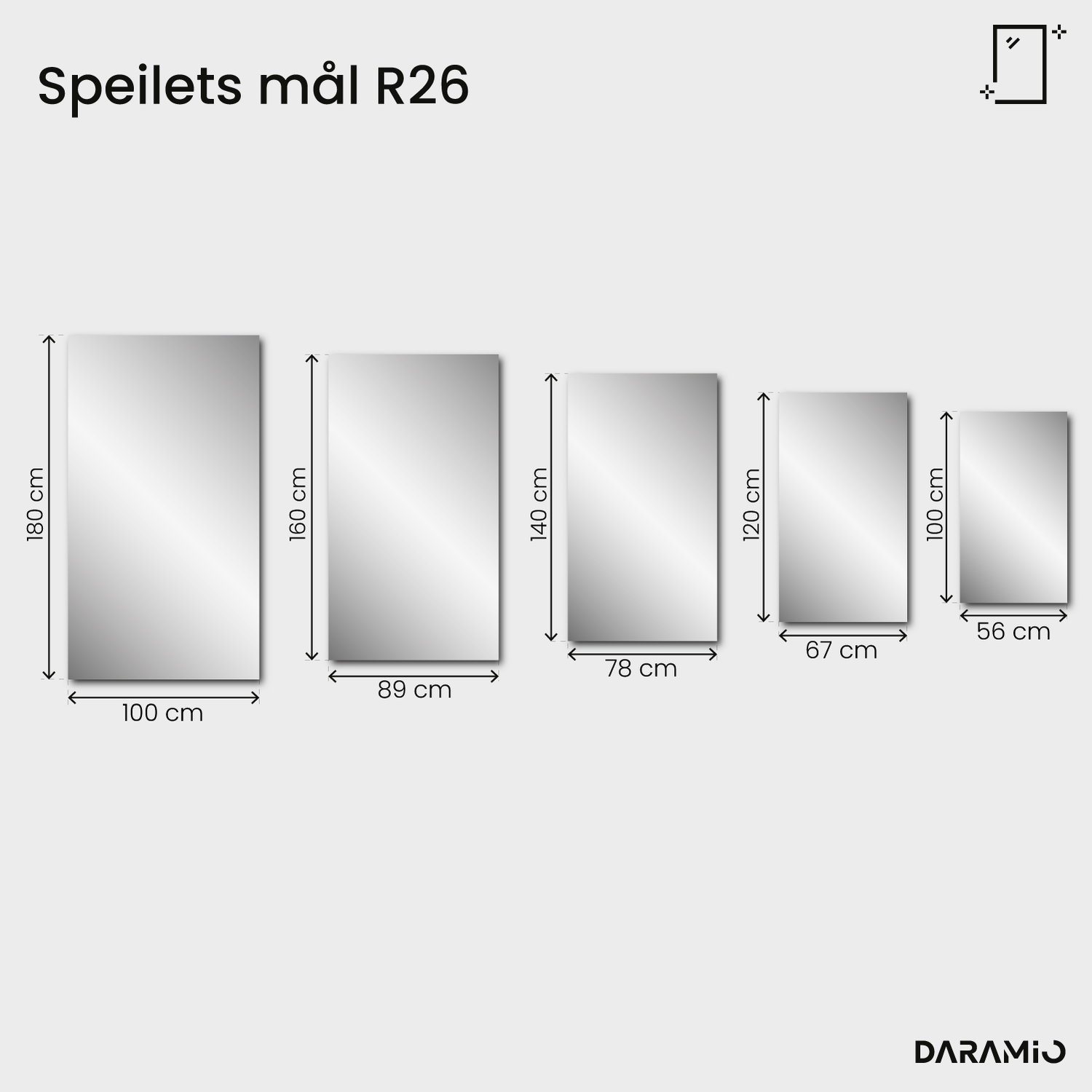 Rektangulært fasettslipt speil – Pure Collection R26 56x100 cm