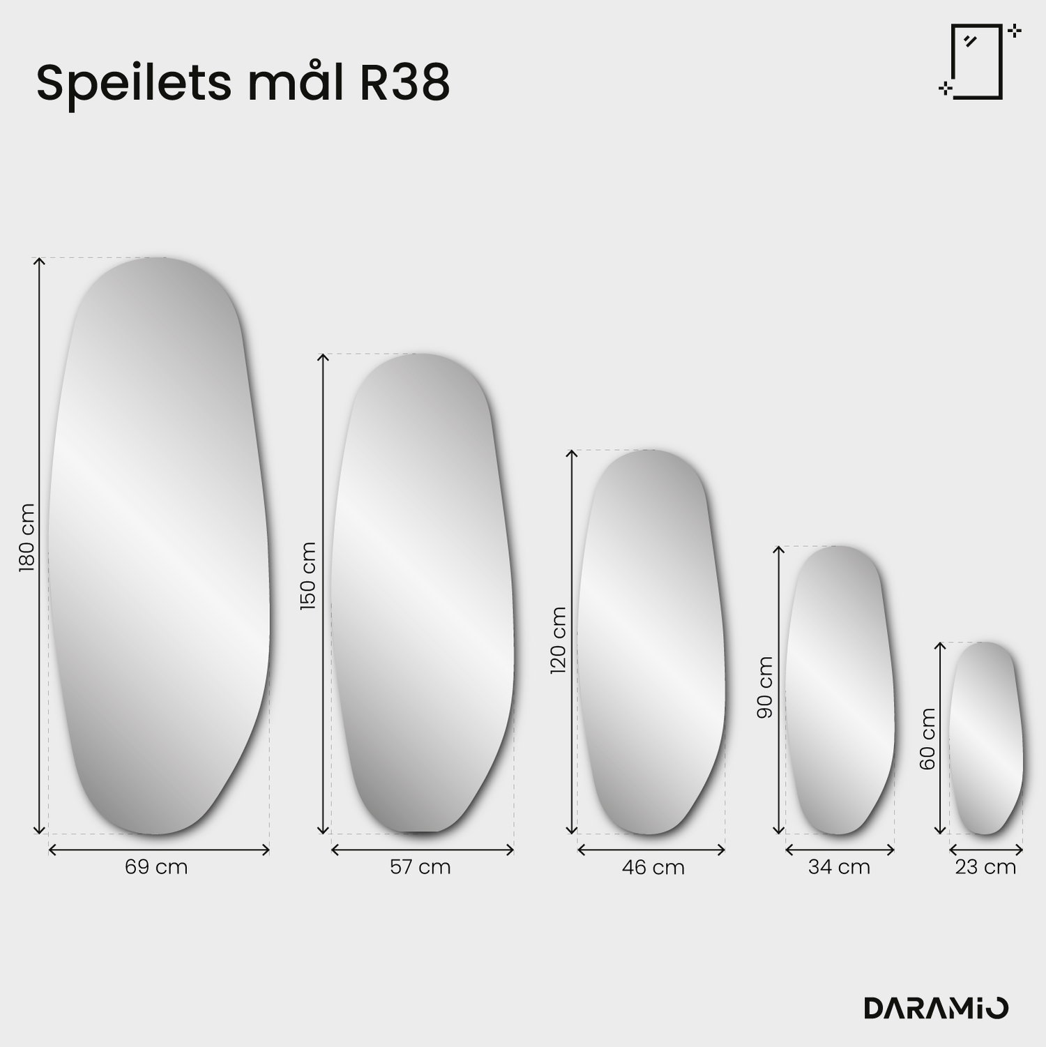 Speil med antikt uttrykk og patina – Pure Collection R38 23x60 cm