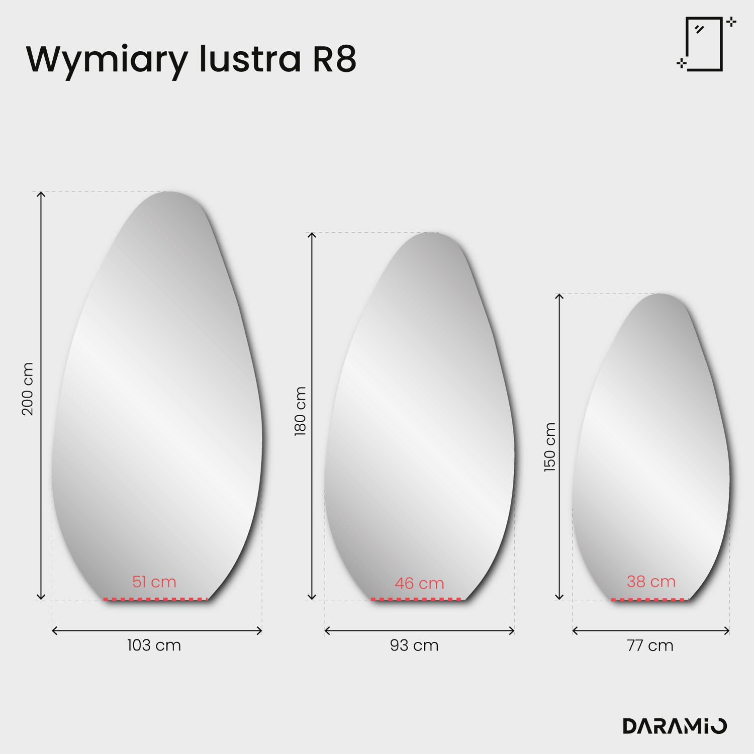 Lustro Pure R8 93x180 cm