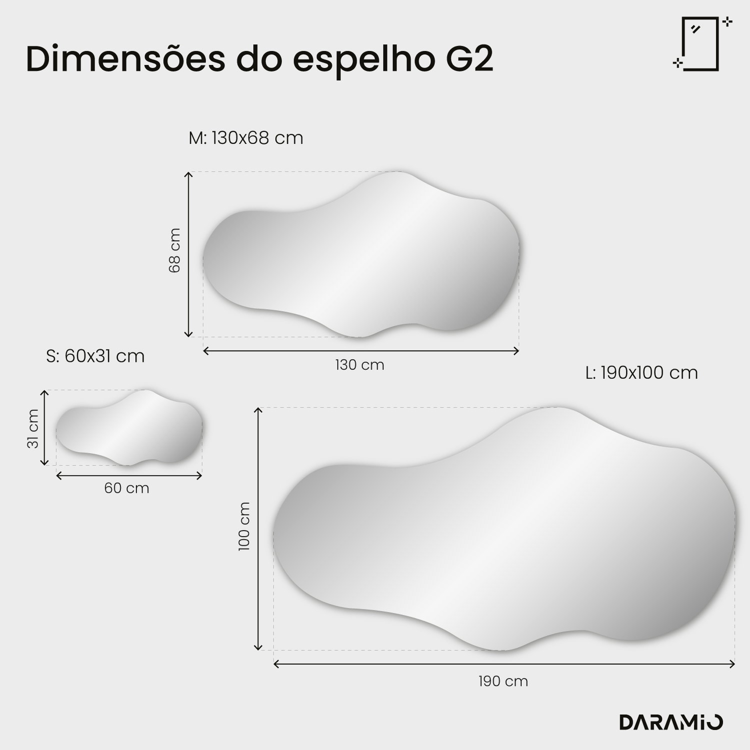 Espelho com luz em forma de nuvem G2 60x31 cm