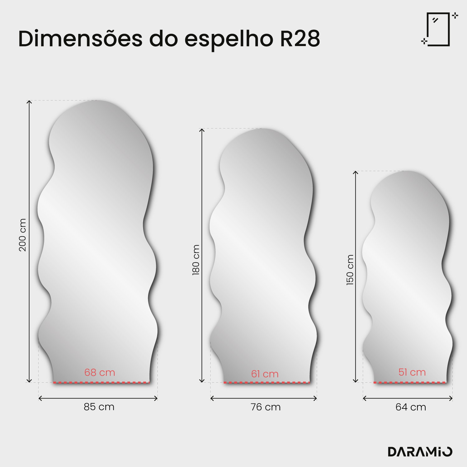 Espelho Pure R28 64x150 cm
