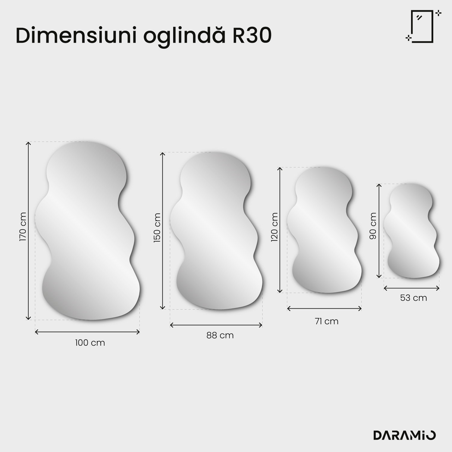 Oglindă Pure R30 88x150 cm
