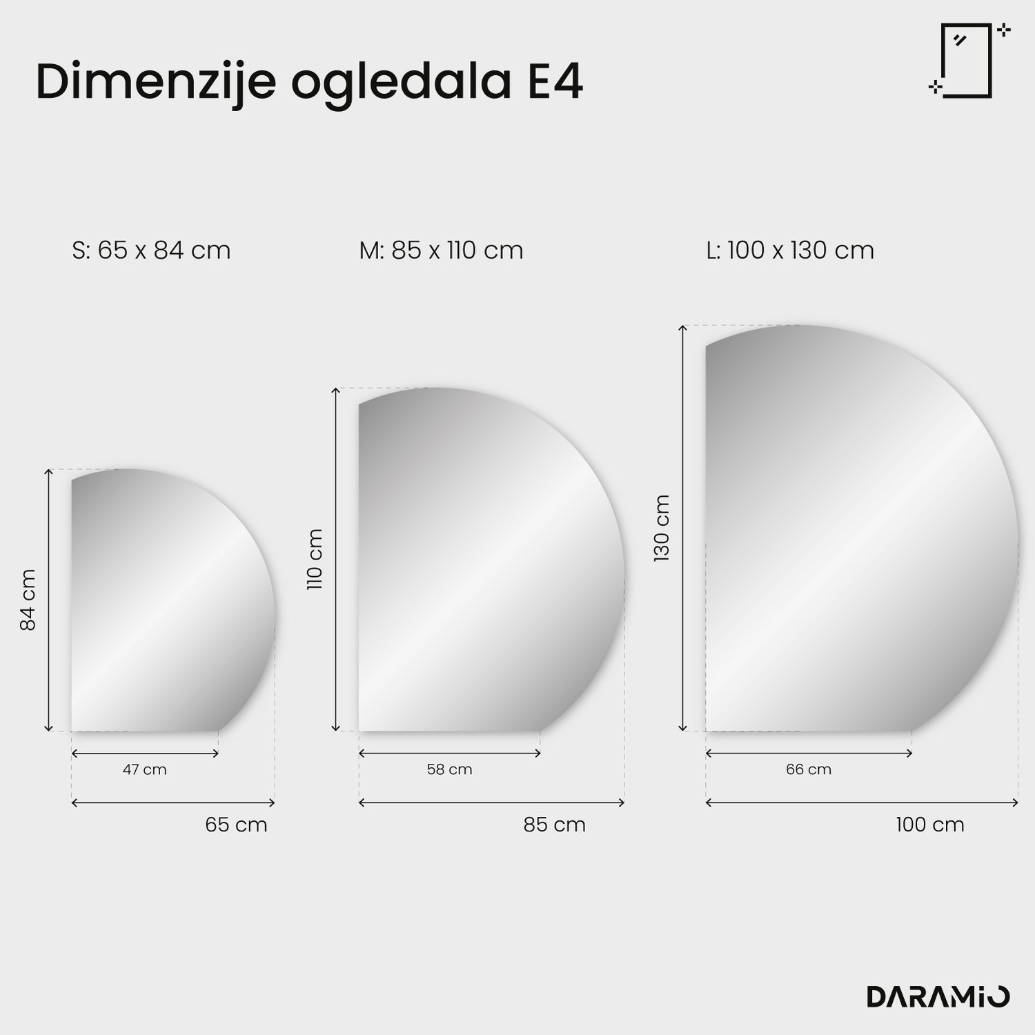 Okruglo LED ogledalo E4 65x84 cm