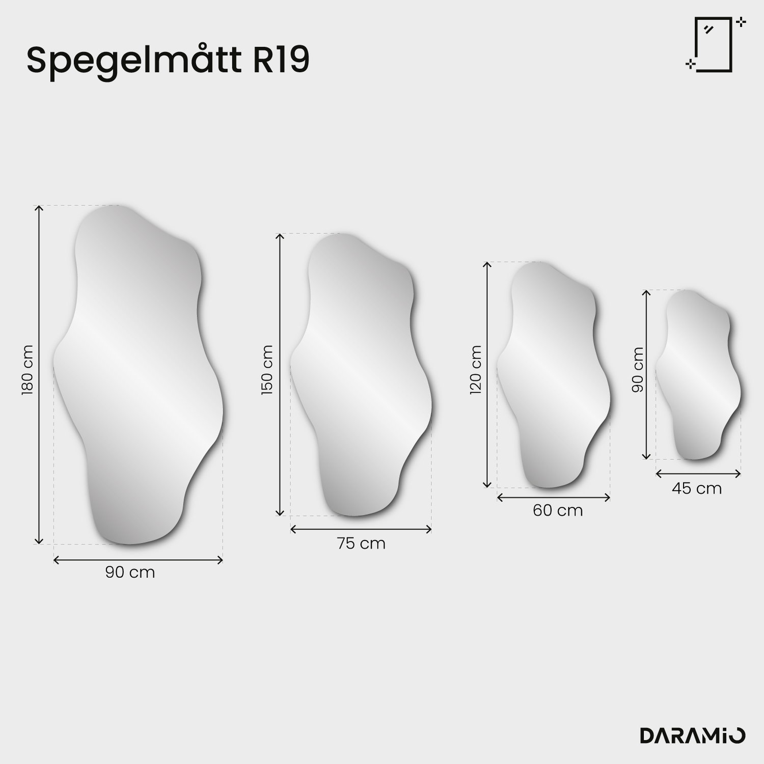 Asymmetrisk fasettslipad spegel – Pure Collection R19 45x90 cm
