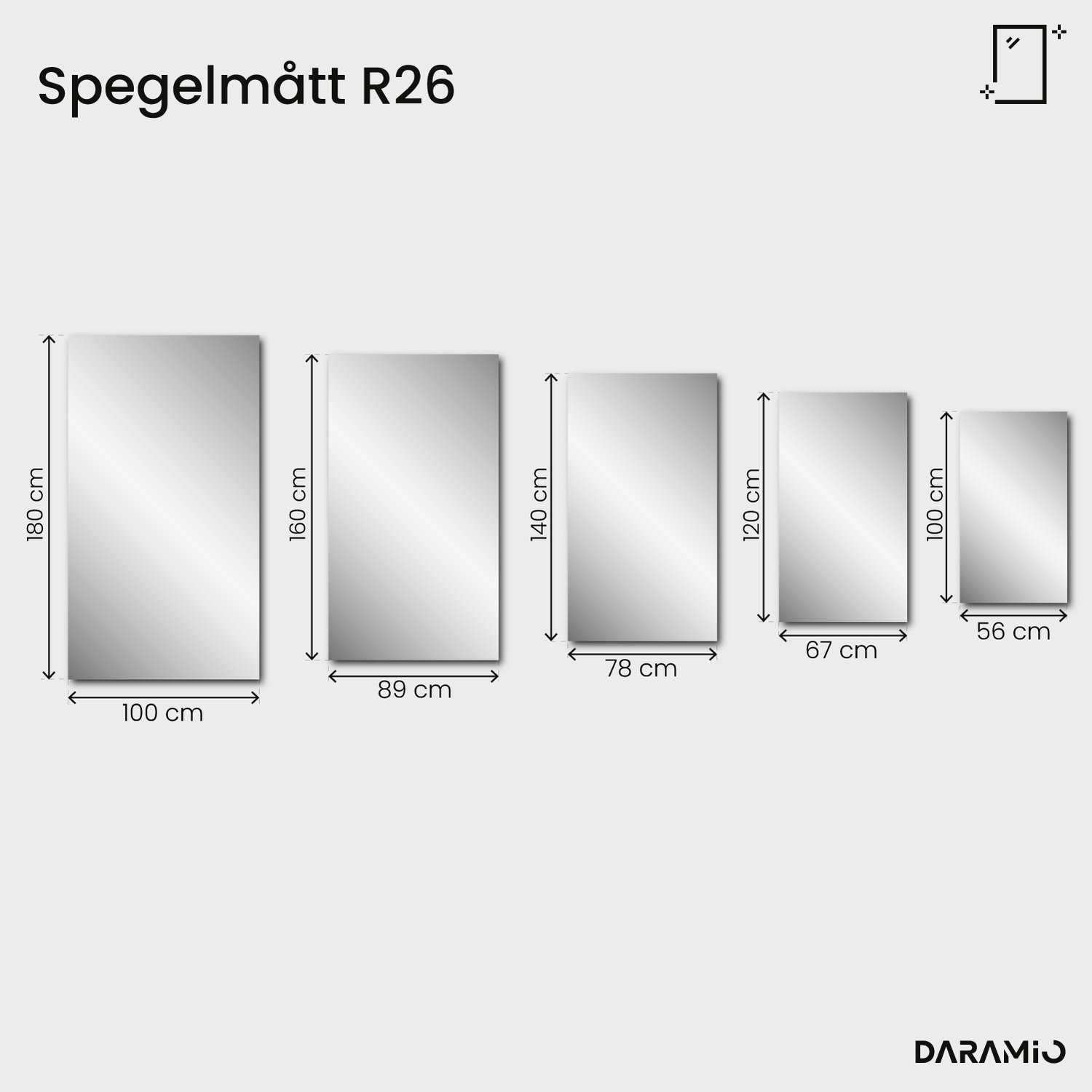 Rektangulär fasettslipad spegel – Pure Collection R26 67x120 cm