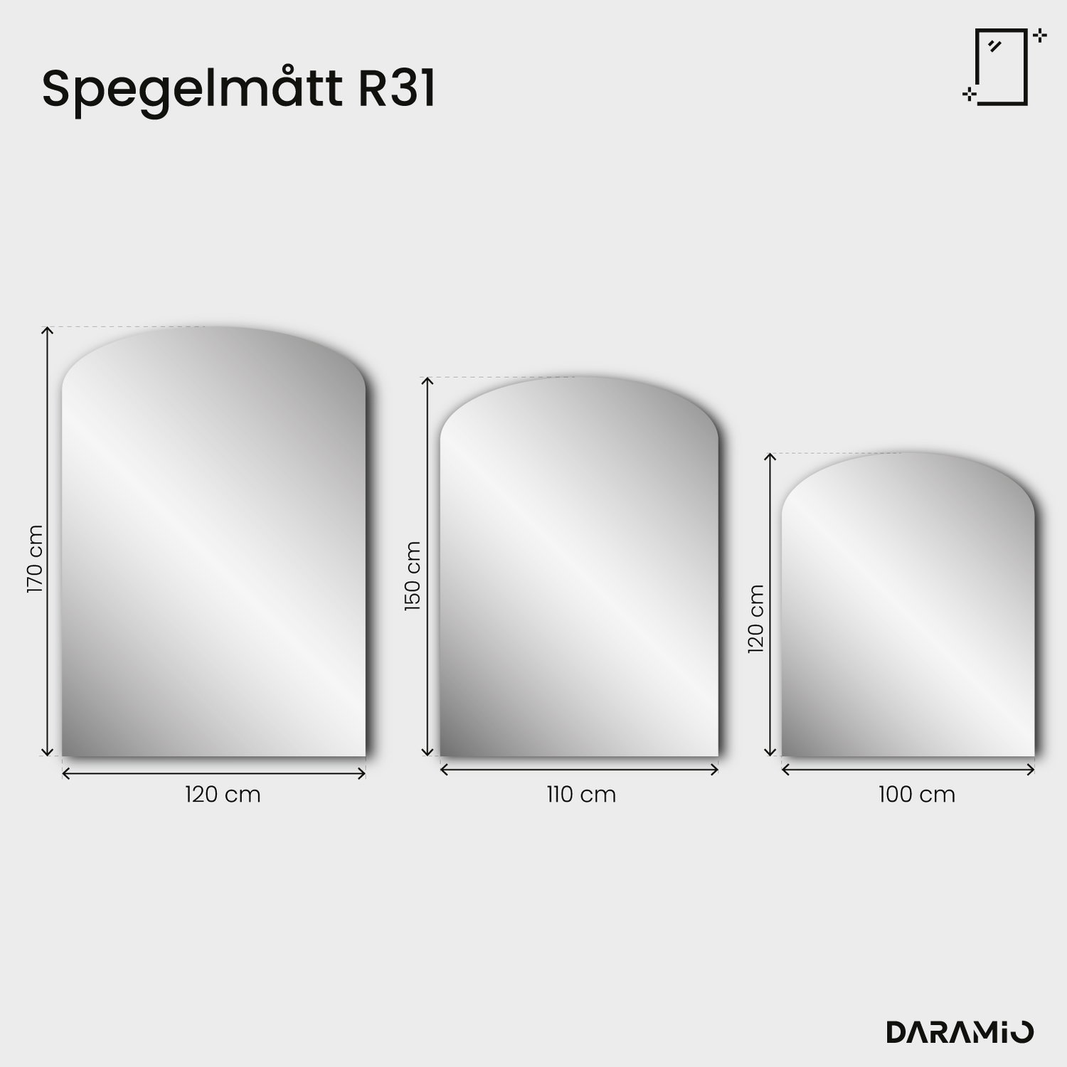 Valvformad spegel Pure R31 110x150 cm