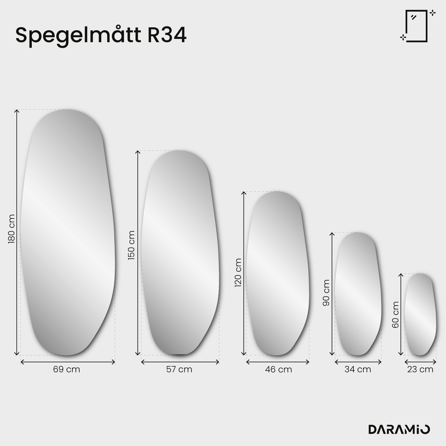 Bronsspegel – Pure Collection R34 69x180 cm