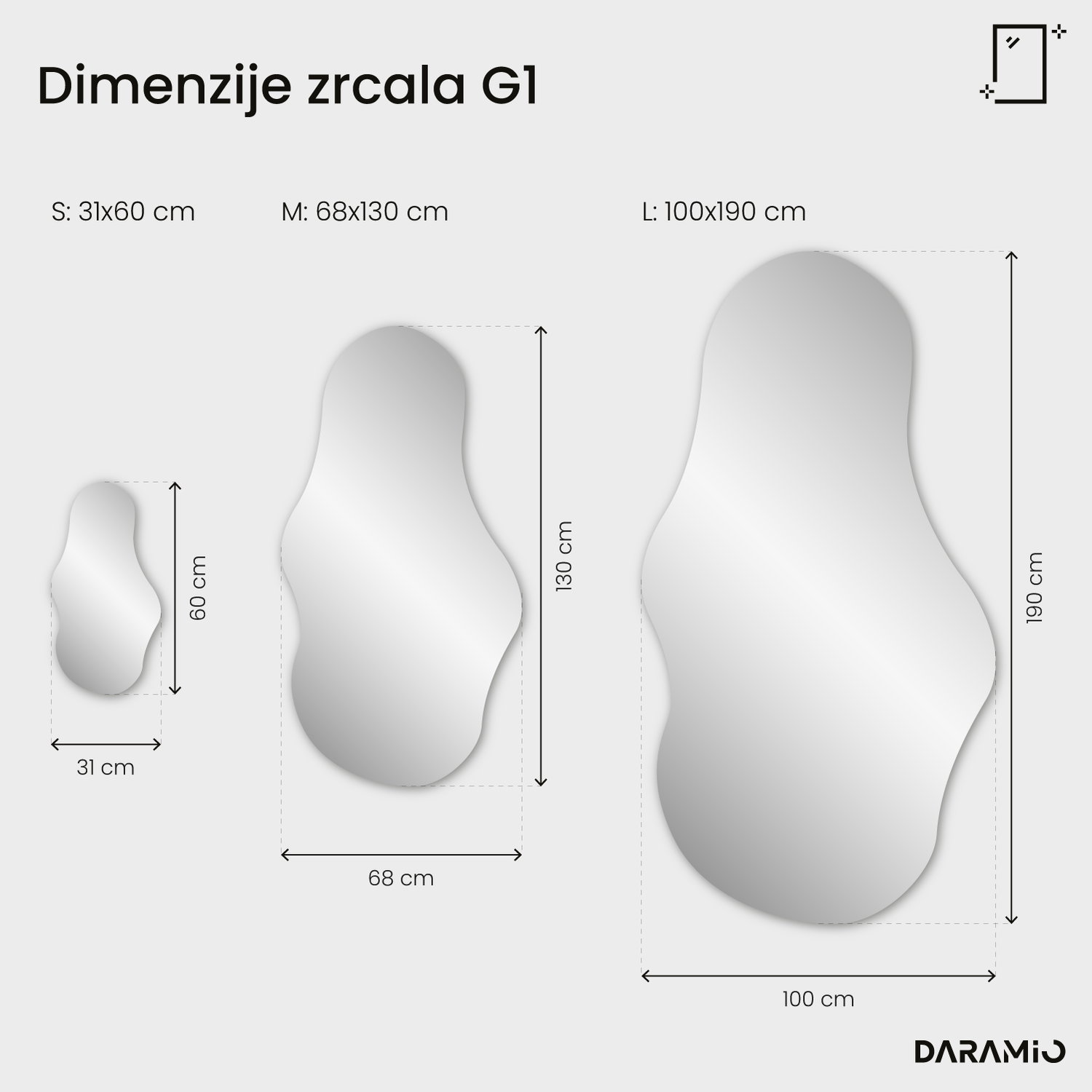 Valovito LED ogledalo G1 100x190 cm