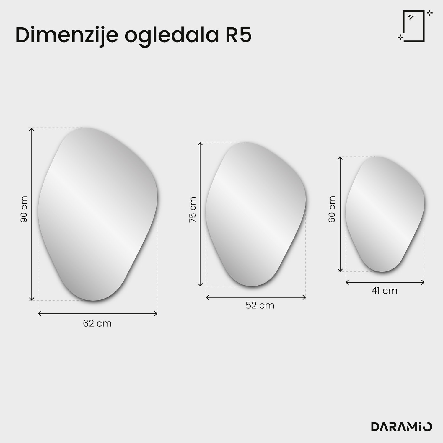 Ogledalo Pure R5 62x90 cm