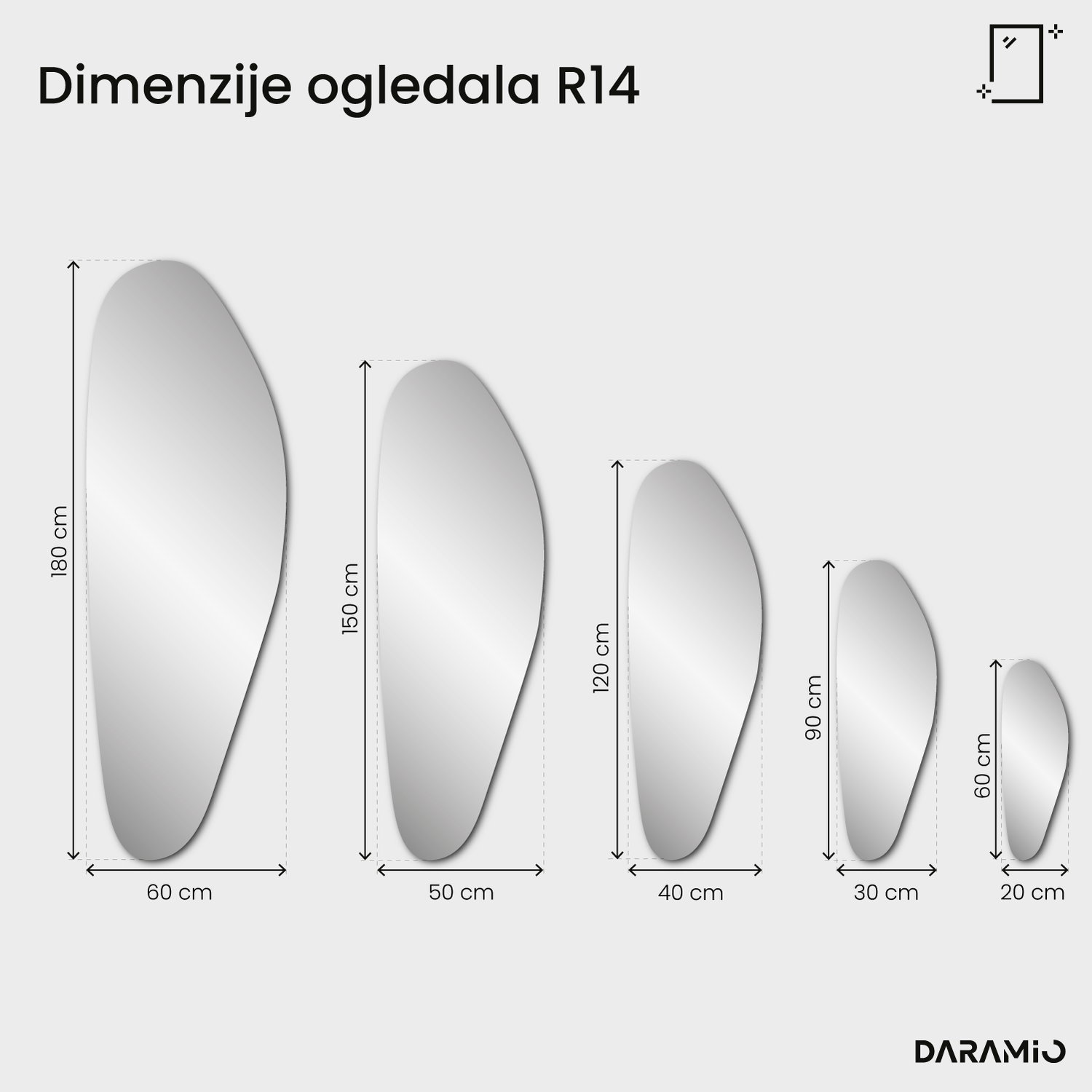 Ogledalo Pure R14 20x60 cm