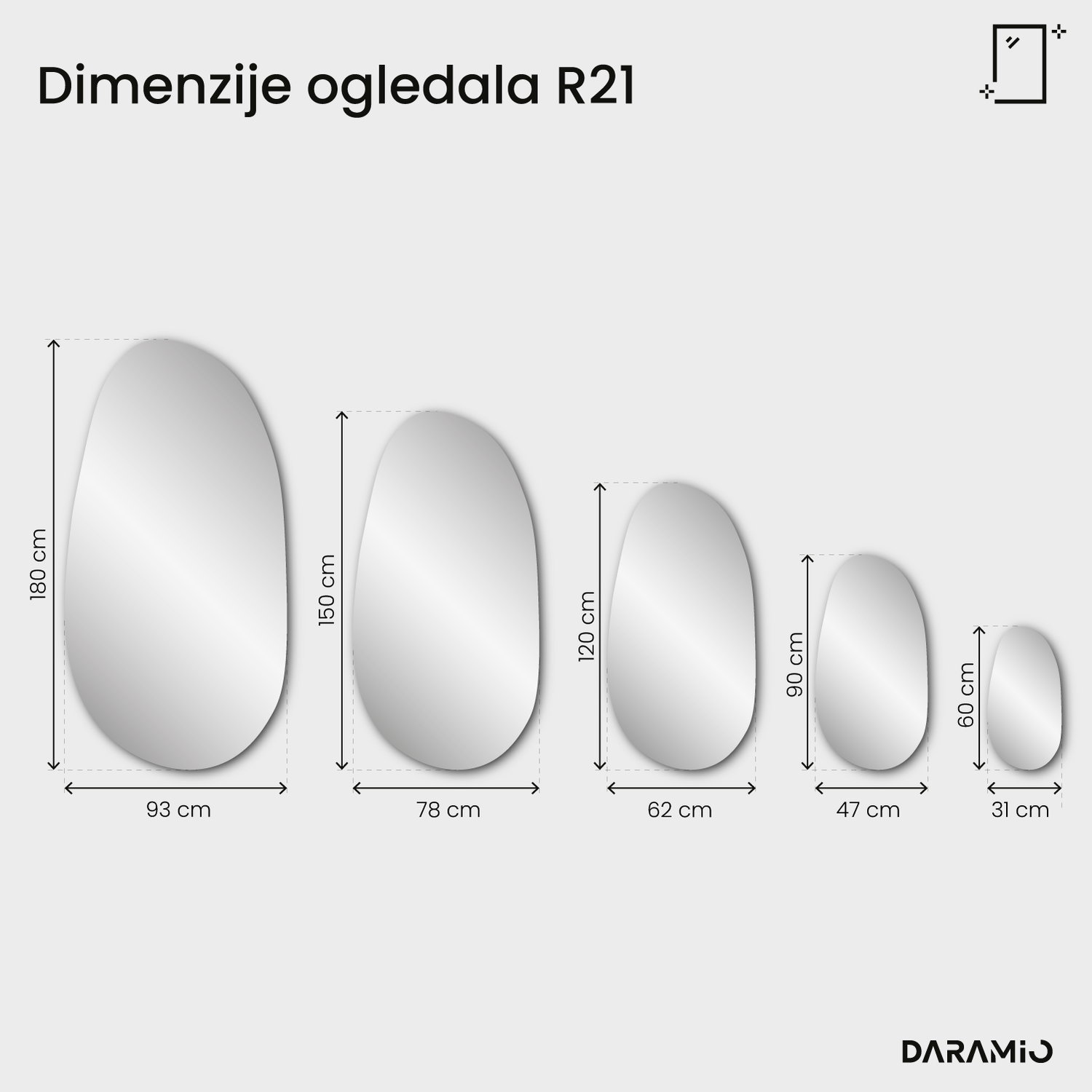 Ogledalo Pure R21 31x60 cm