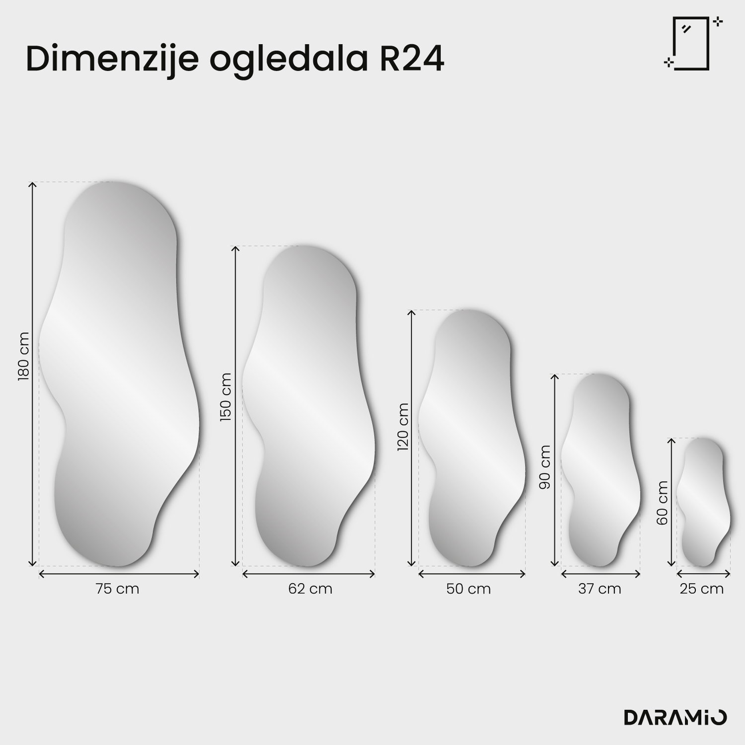 Ogledalo Pure R24 25x60 cm