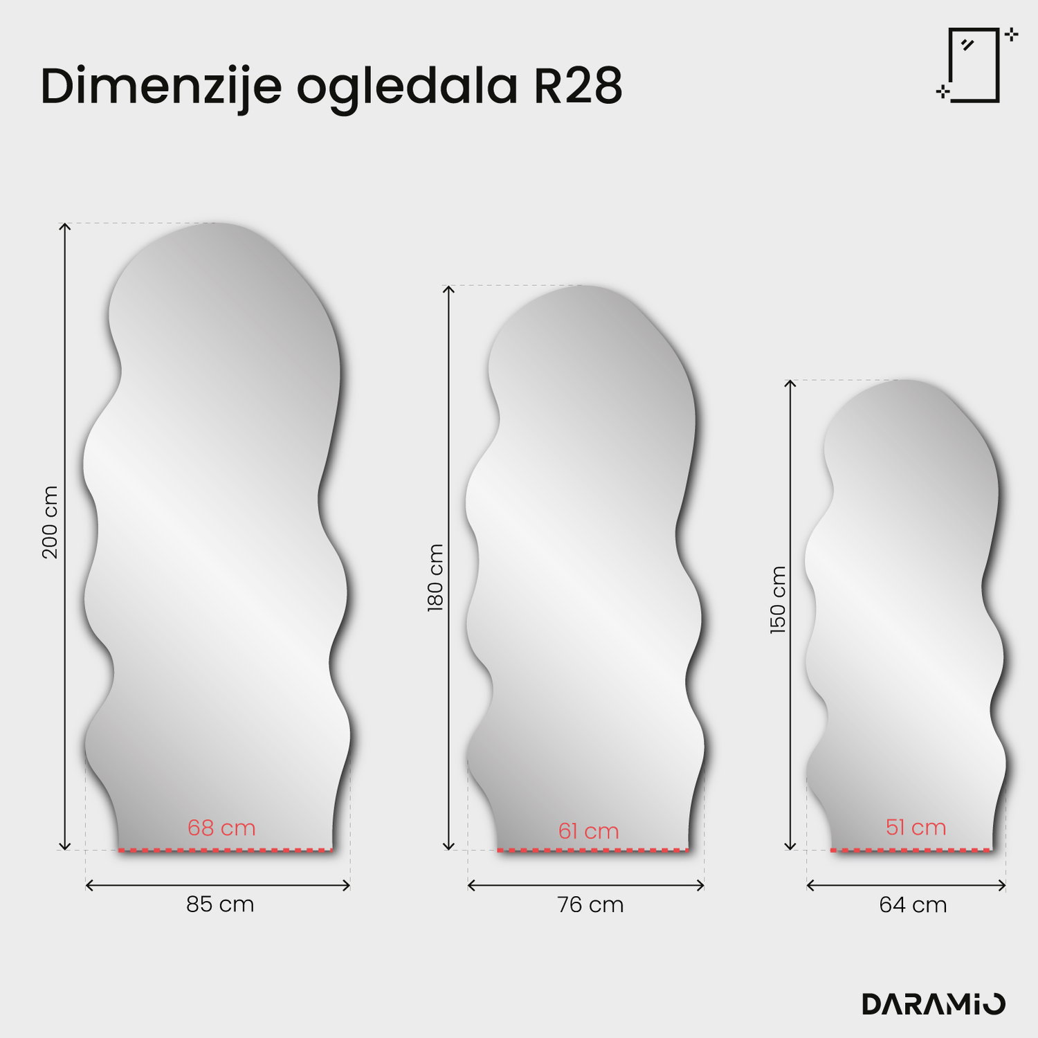 Ogledalo Pure R28 64x150 cm