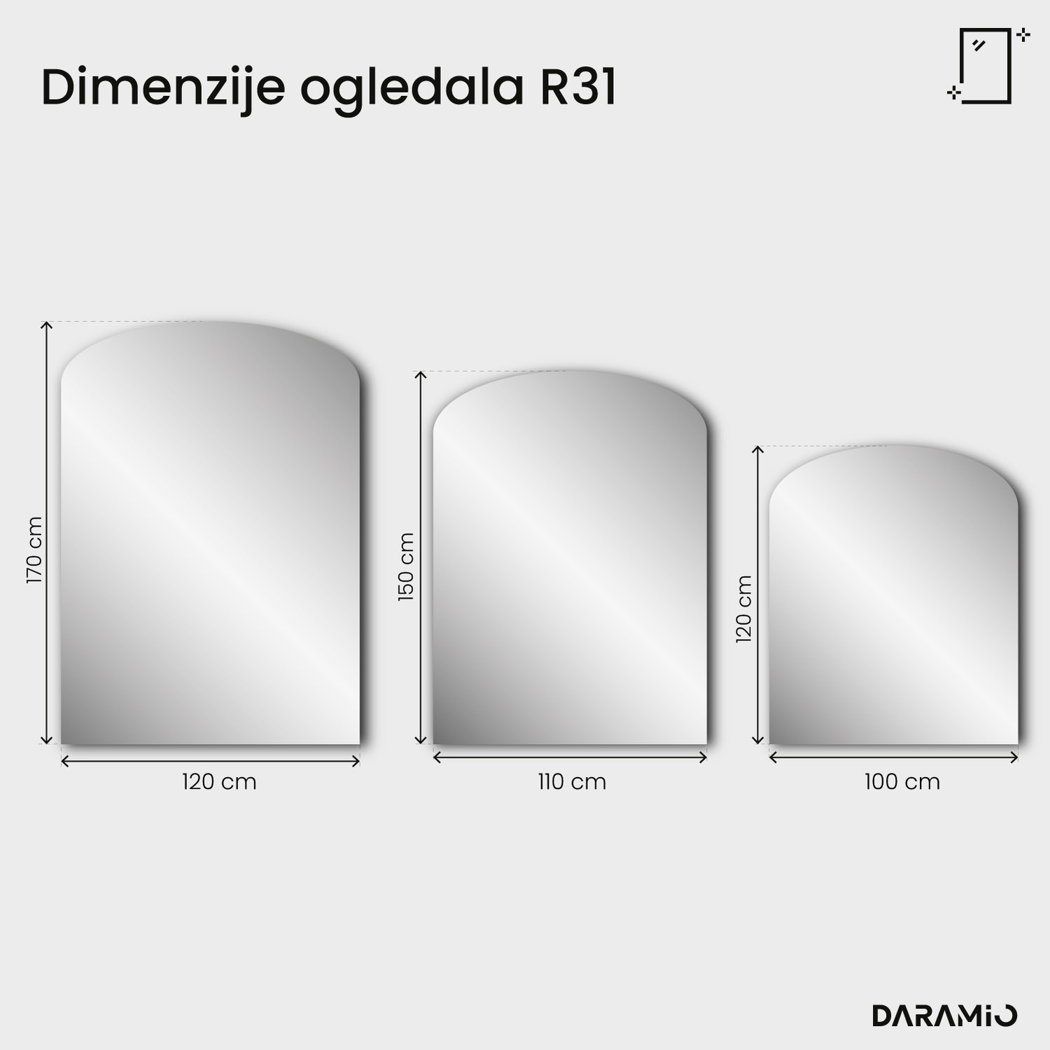 Ogledalo v obliki loka Pure R31 110x150 cm