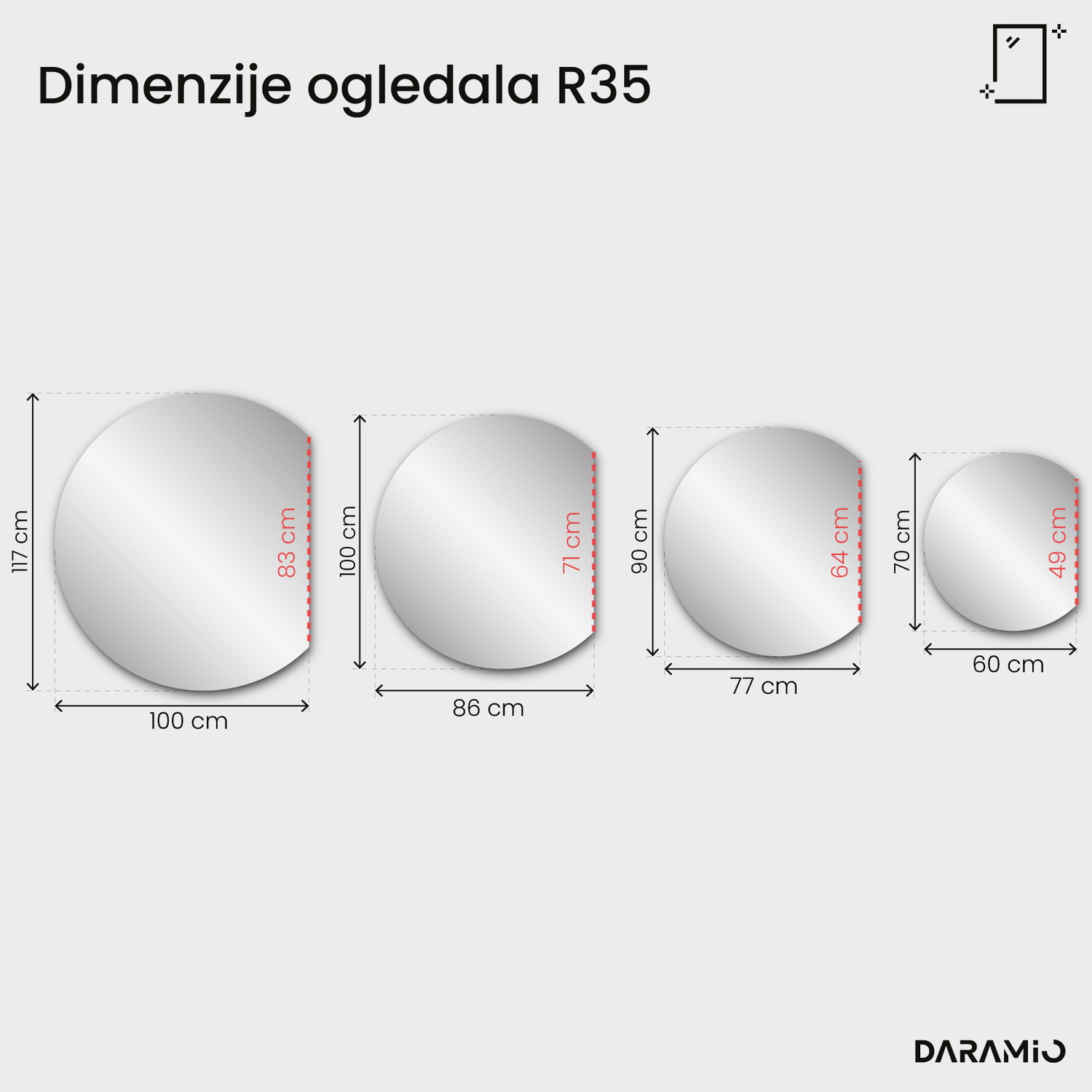 Bronasto ogledalo Pure R35 60x70 cm