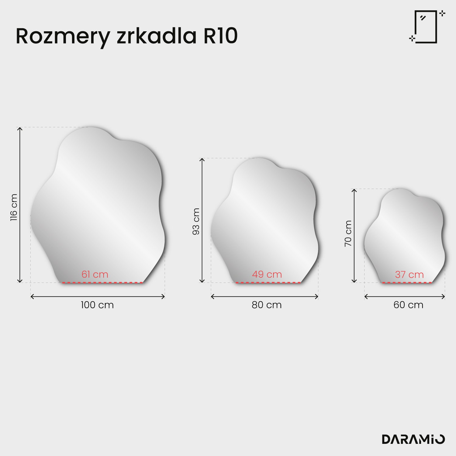 Zrkadlo Pure R10 60x70 cm