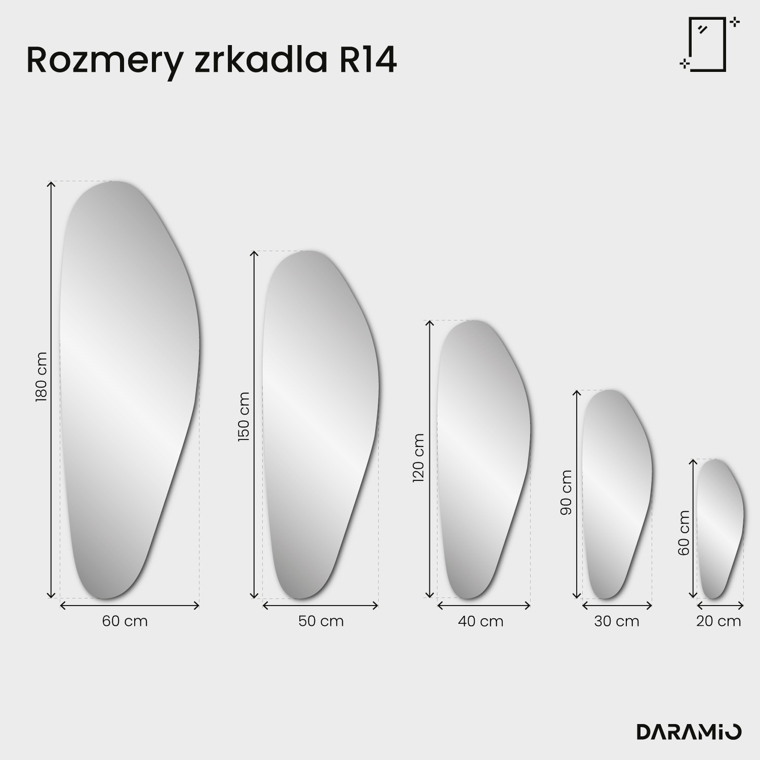 Zrkadlo Pure R14 20x60 cm