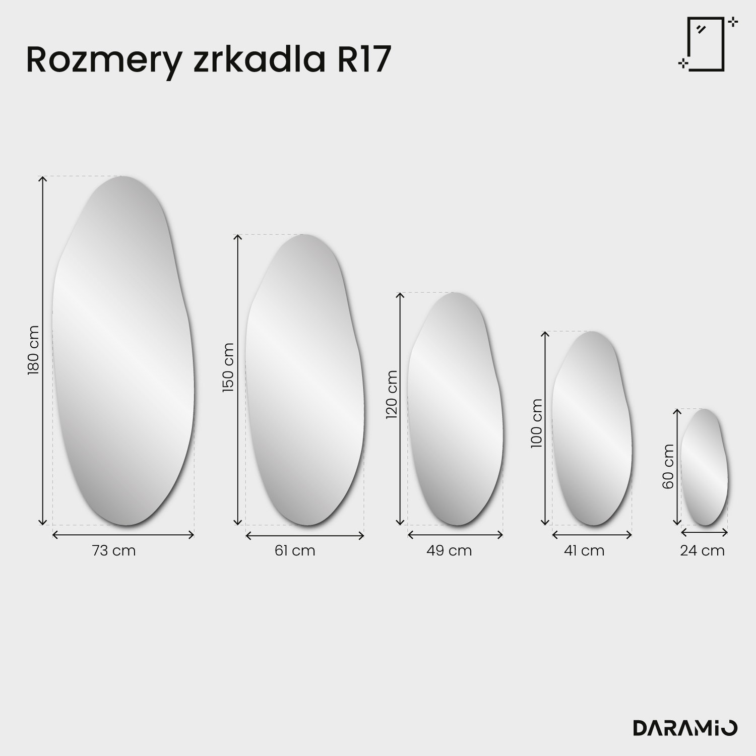Zrkadlo Pure R17 24x60 cm