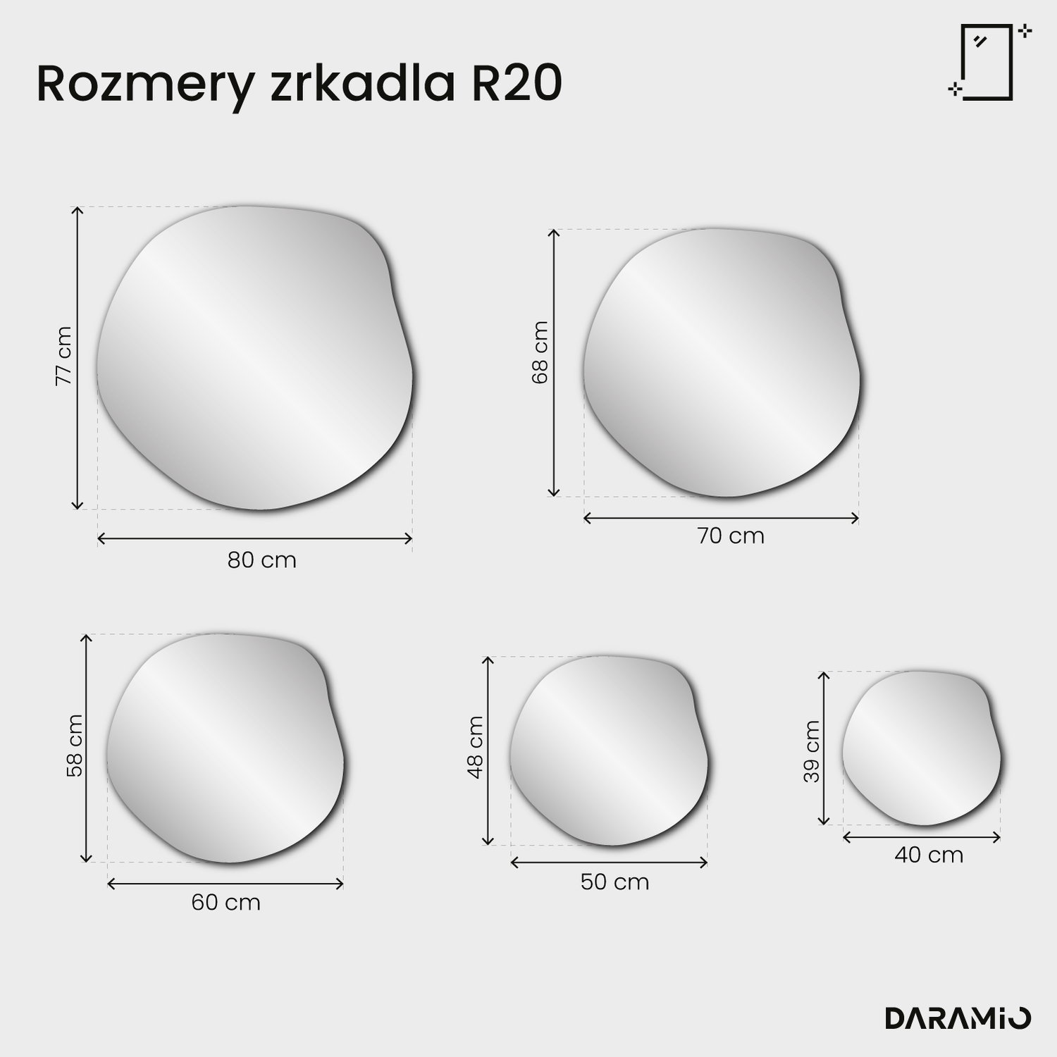 Zrkadlo Pure R20 80x77 cm