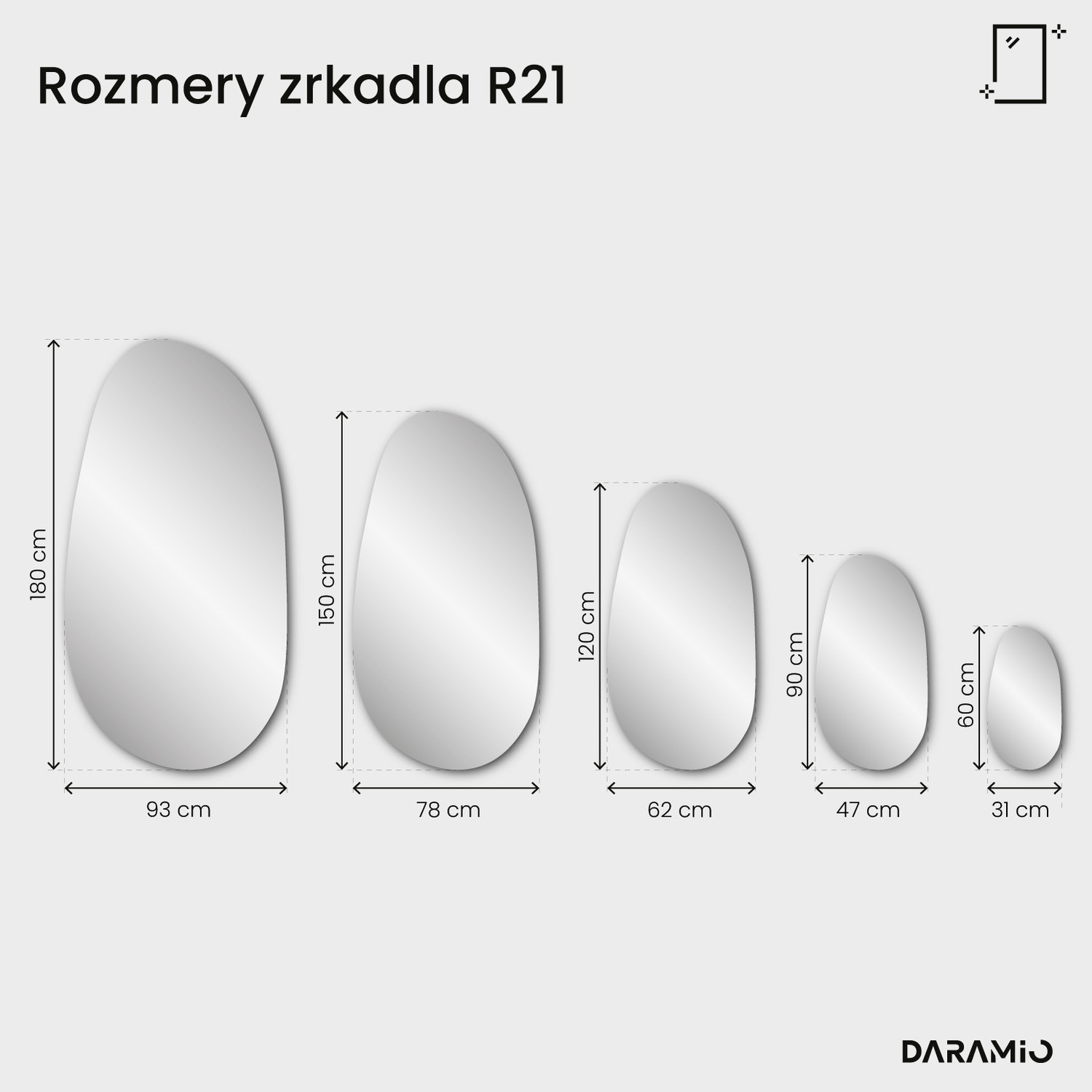 Zrkadlo Pure R21 31x60 cm