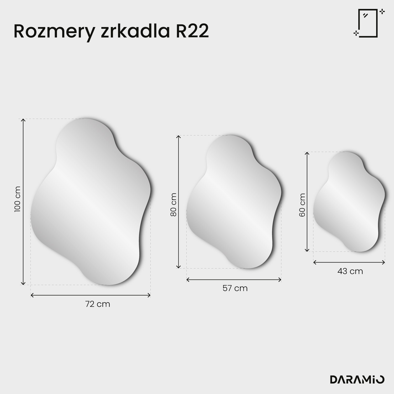 Zrkadlo Pure R22 43x60 cm