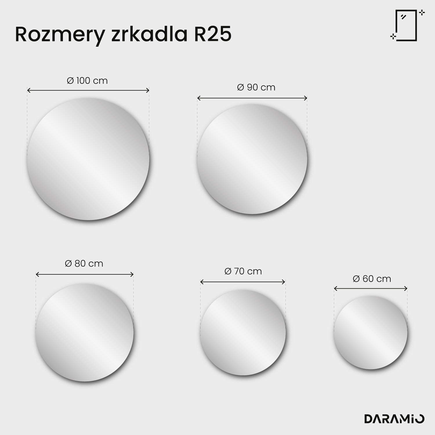 Zrkadlo Pure R25 60x60 cm