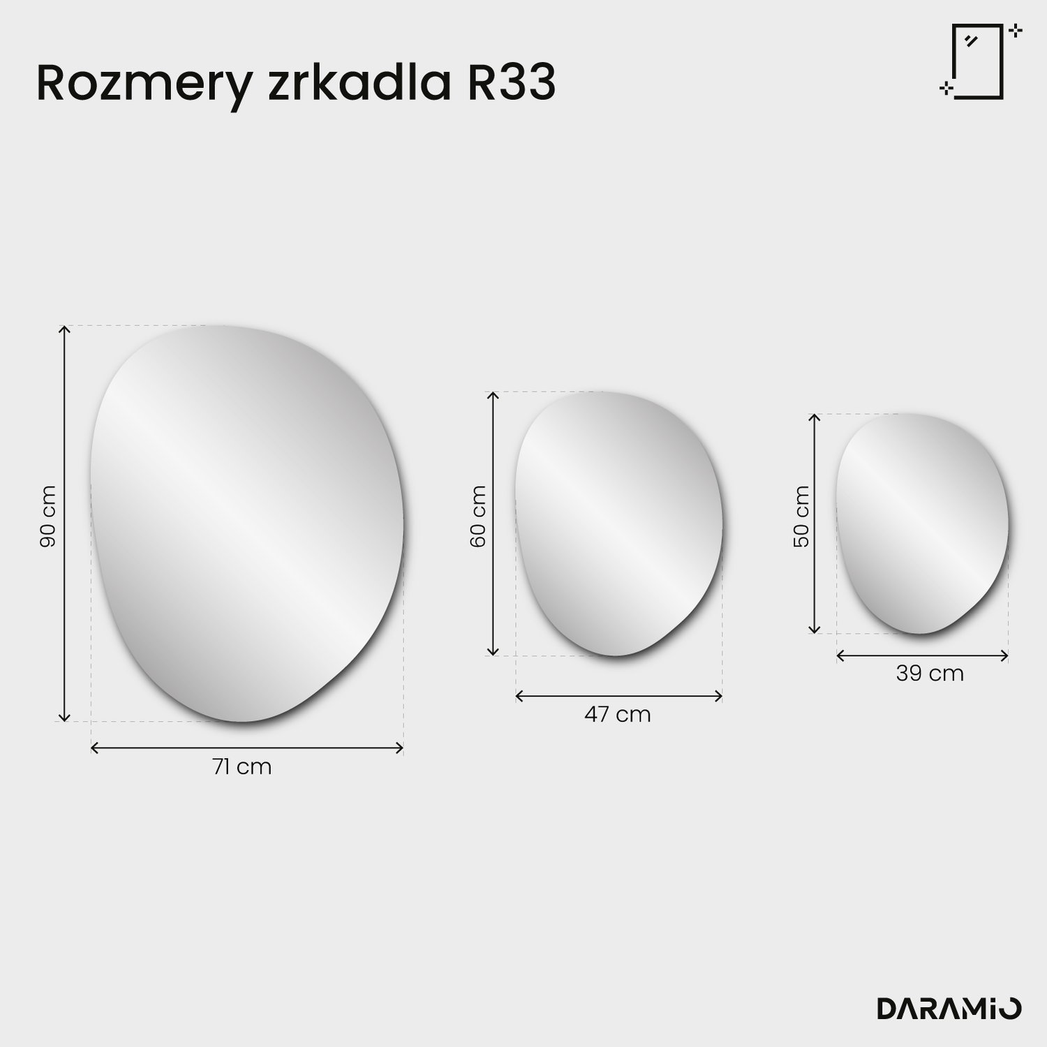 Zrkadlo Pure R33 47x60 cm