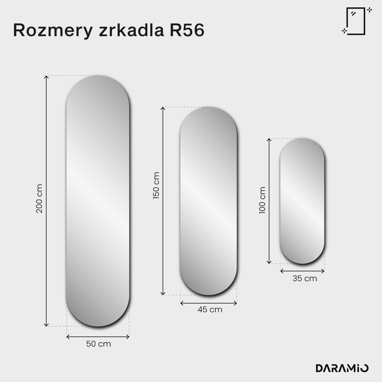 Dúhové zrkadlo Pure R56 35x100 cm