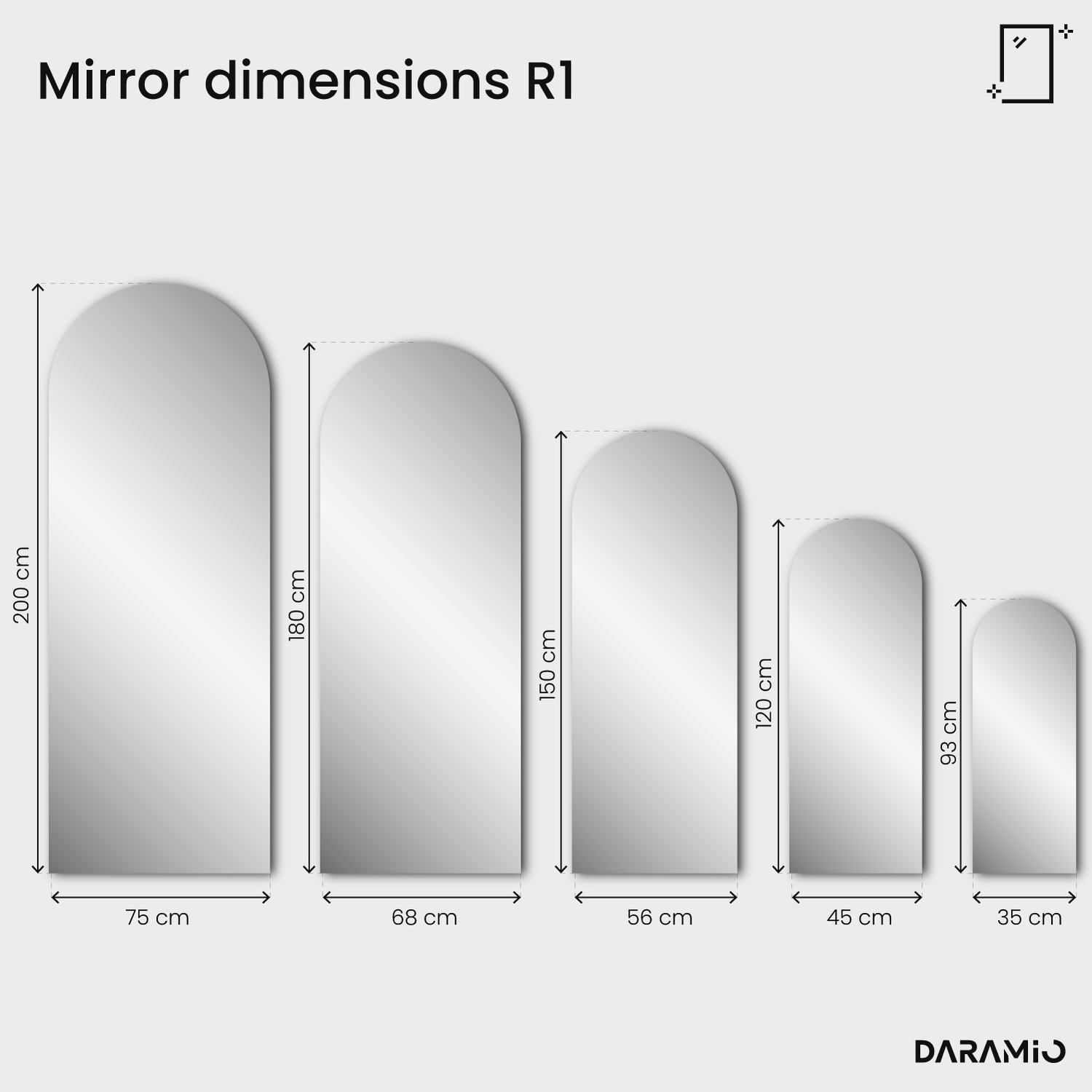 Arched mirror – Pure Collection R1 35x93 cm